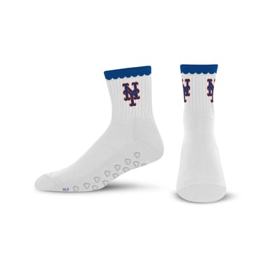  New York Mets PRO Compression Women's Heartshape Grippers Yoga-Pilates Quarter Socks - White