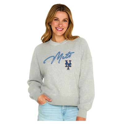  New York Mets Soft as a Grape Women's Snuggly Sweatshirt - Heather Gray
