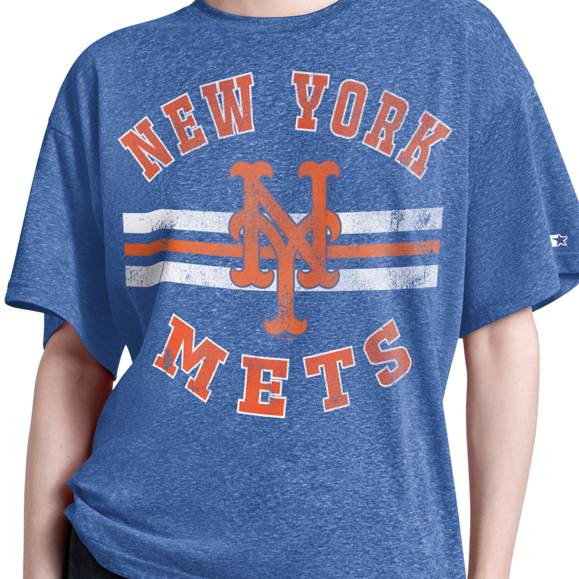 T-shirt Starter Royal New York Mets Jump Shot Boyfriend Tri-Blend pour femme