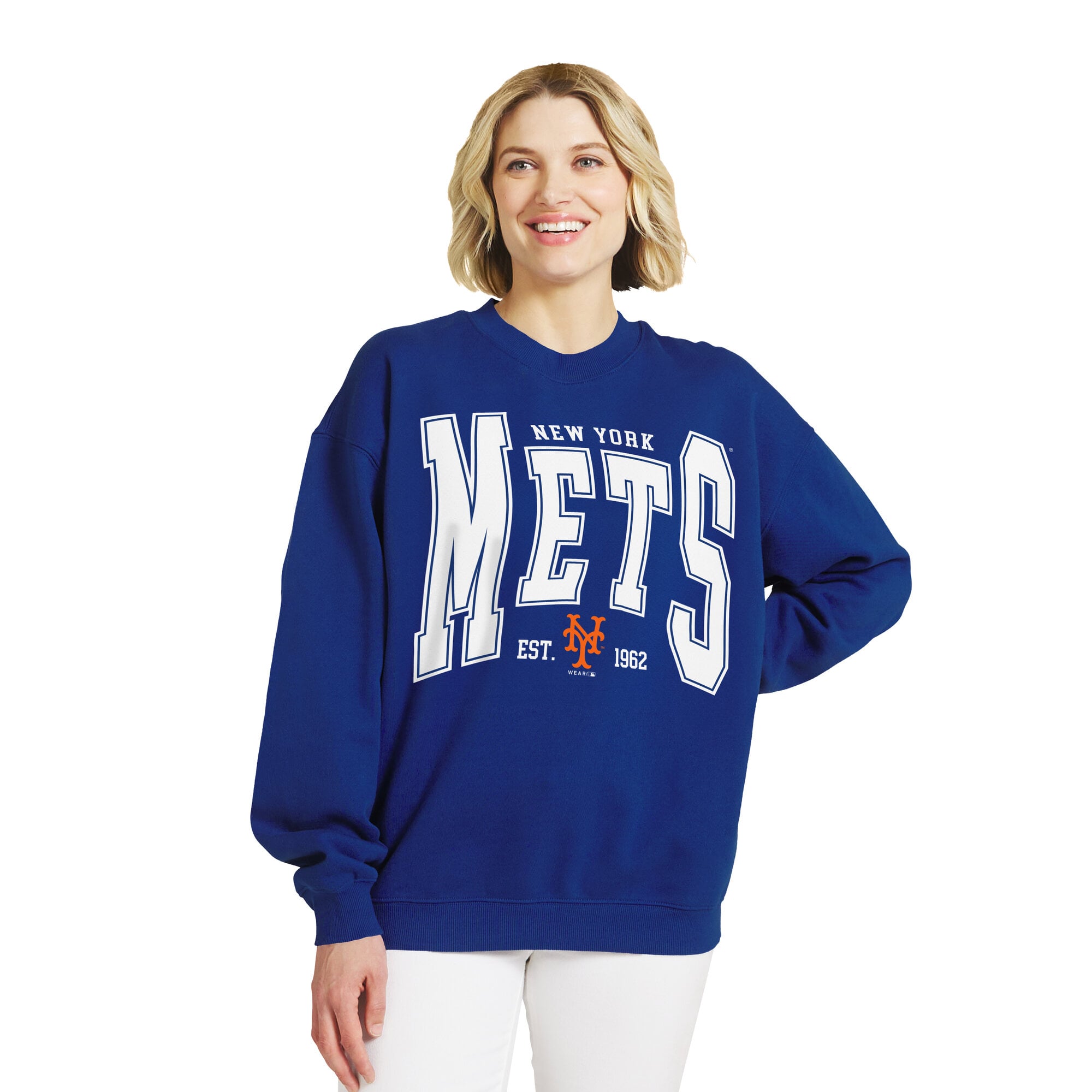 Sweat-shirt oversize en polaire des Mets de New York, collection femme WEAR by Erin Andrews.