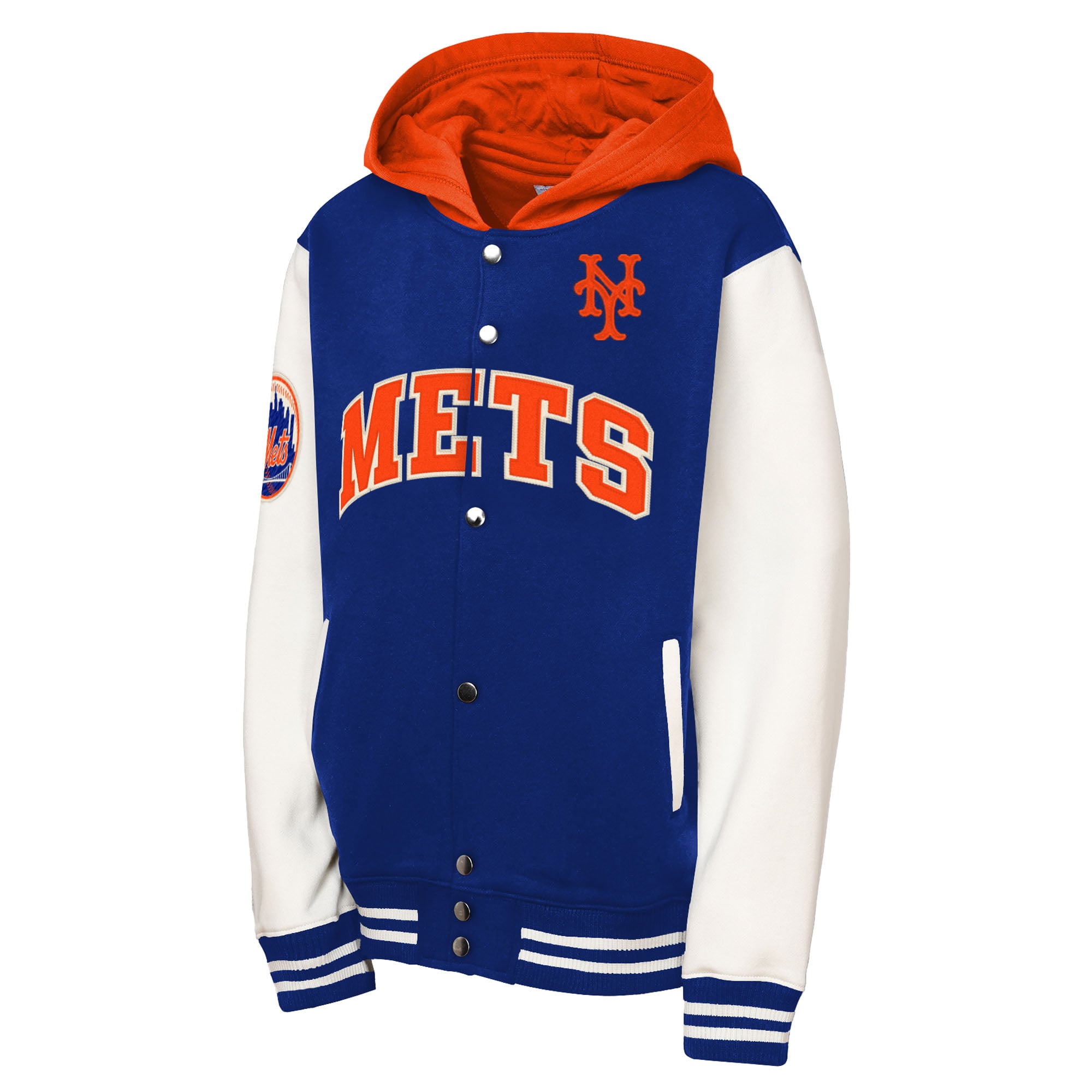 Sweat à capuche entièrement boutonné en polaire Mitchell & Ness Royal New York Mets Courtside pour jeune
