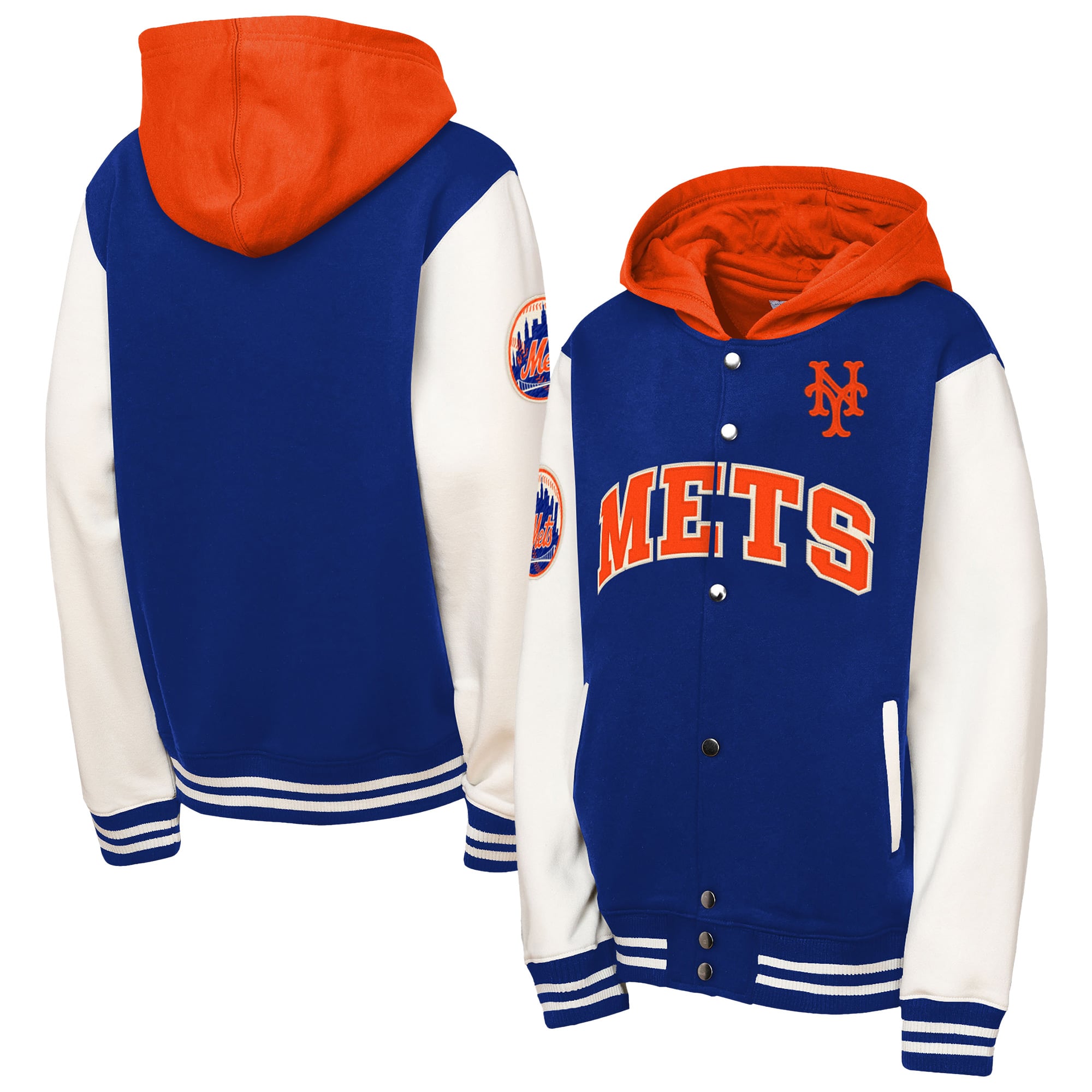 Youth Mitchell & Ness Royal New York Mets Courtside Fleece Full-Snap Hoodie