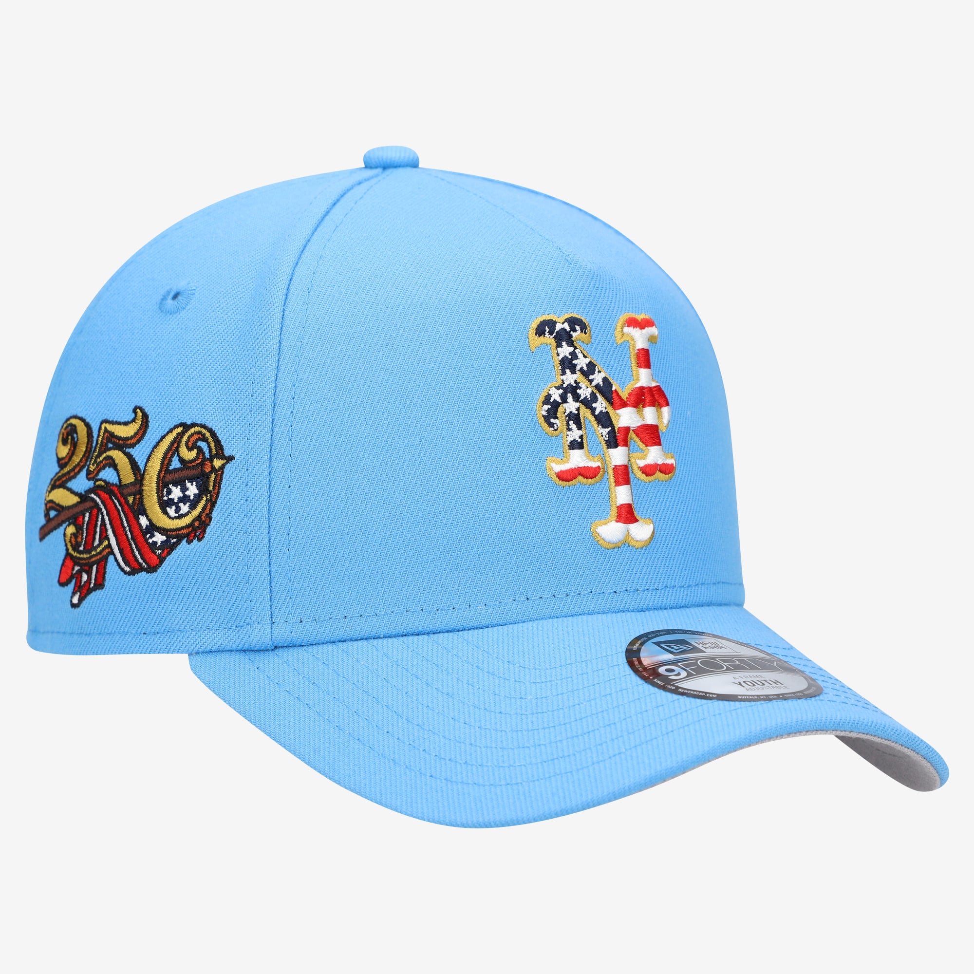 Youth New Era Light Blue New York Mets Celebrate America's 250th 9FORTY A-Frame Adjustable Hat