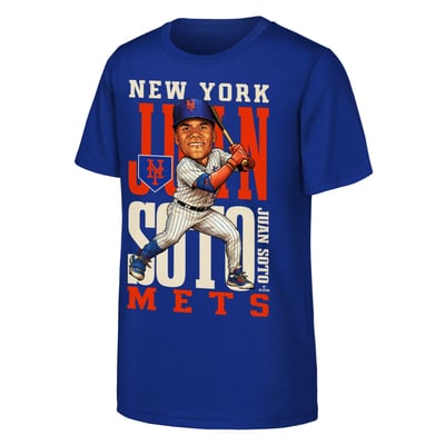 Juan Soto New York Mets Outerstuff Youth Caricature Clash T-Shirt - Royal