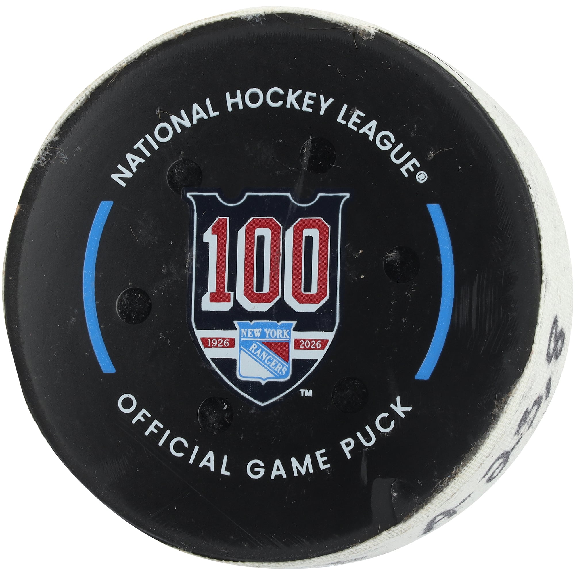 Alexis Lafreniere New York Rangers Game-Used Goal Puck from March 27, 2026 vs. Chicago Blackhawks