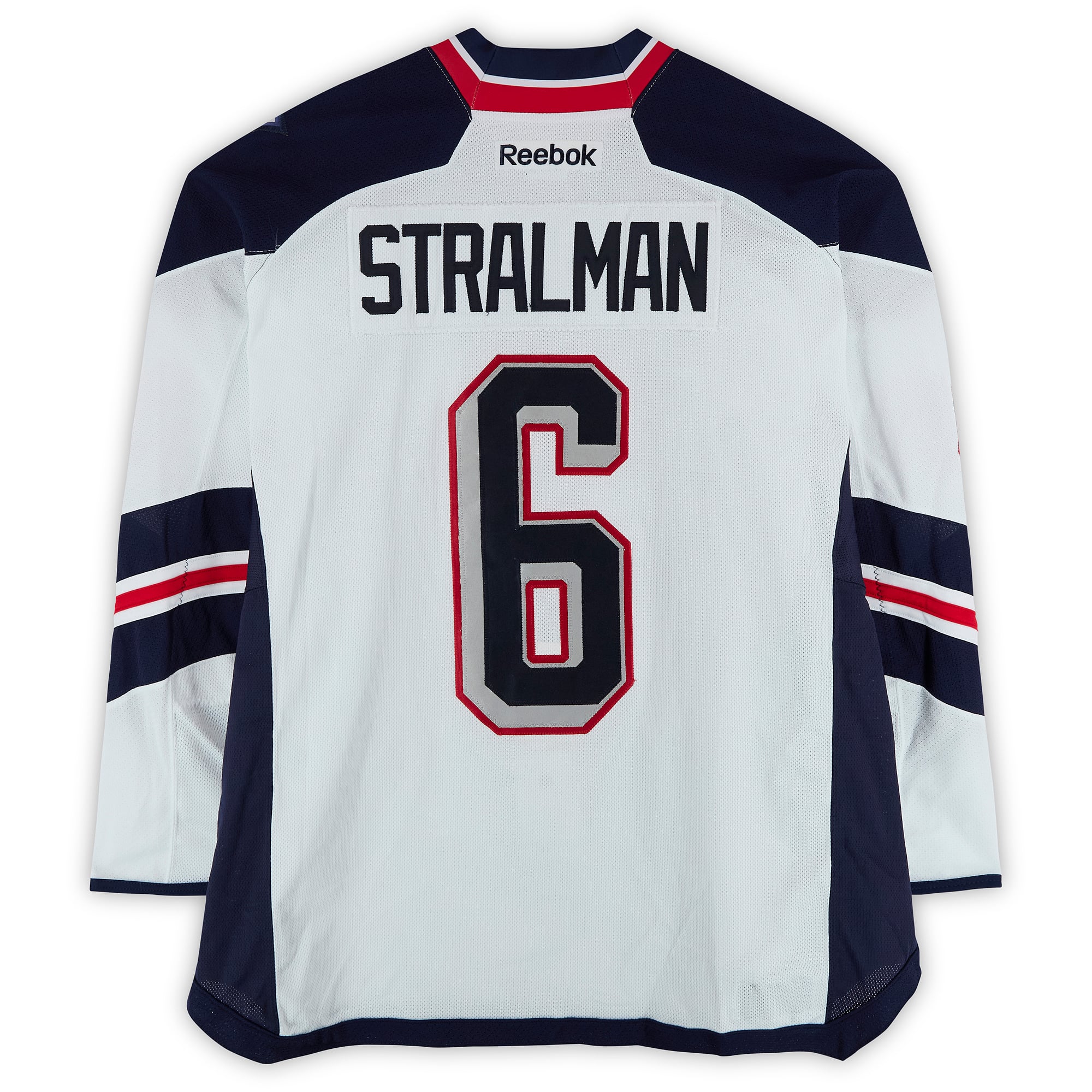 Anton Stralman New York Rangers Practice-Used #6 White Jersey vs. New York Islanders on January 29, 2014 - Worn During Warm-Ups