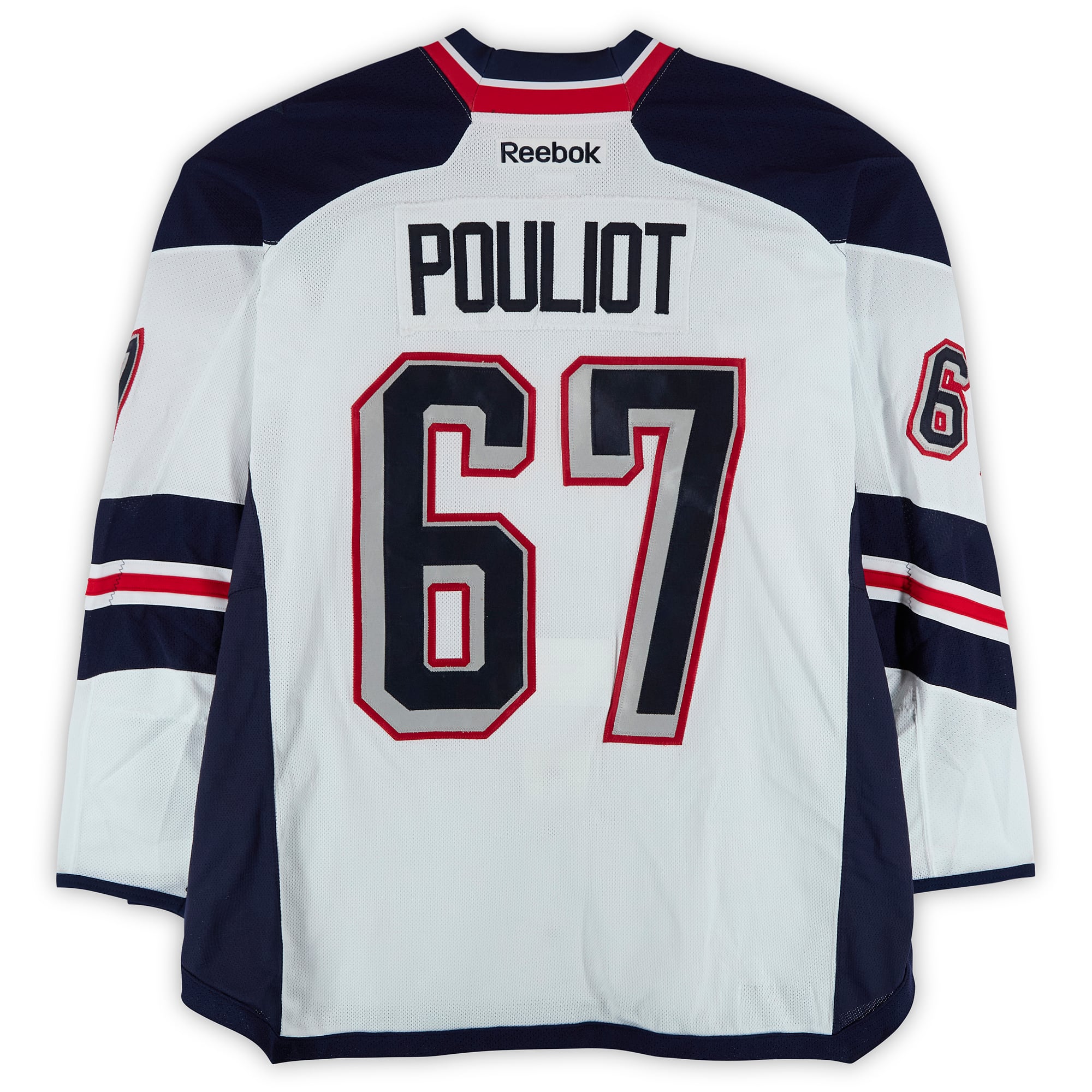 Benoit Pouliot New York Rangers Practice-Used #67 White Jersey vs. New York Islanders on January 29, 2014 - Worn During Warm-Ups