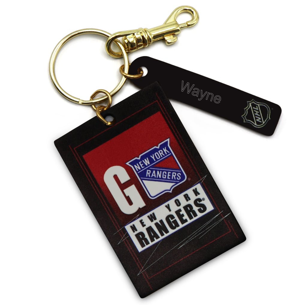 New York Rangers Black Personalized Leather Rectangle Keychain