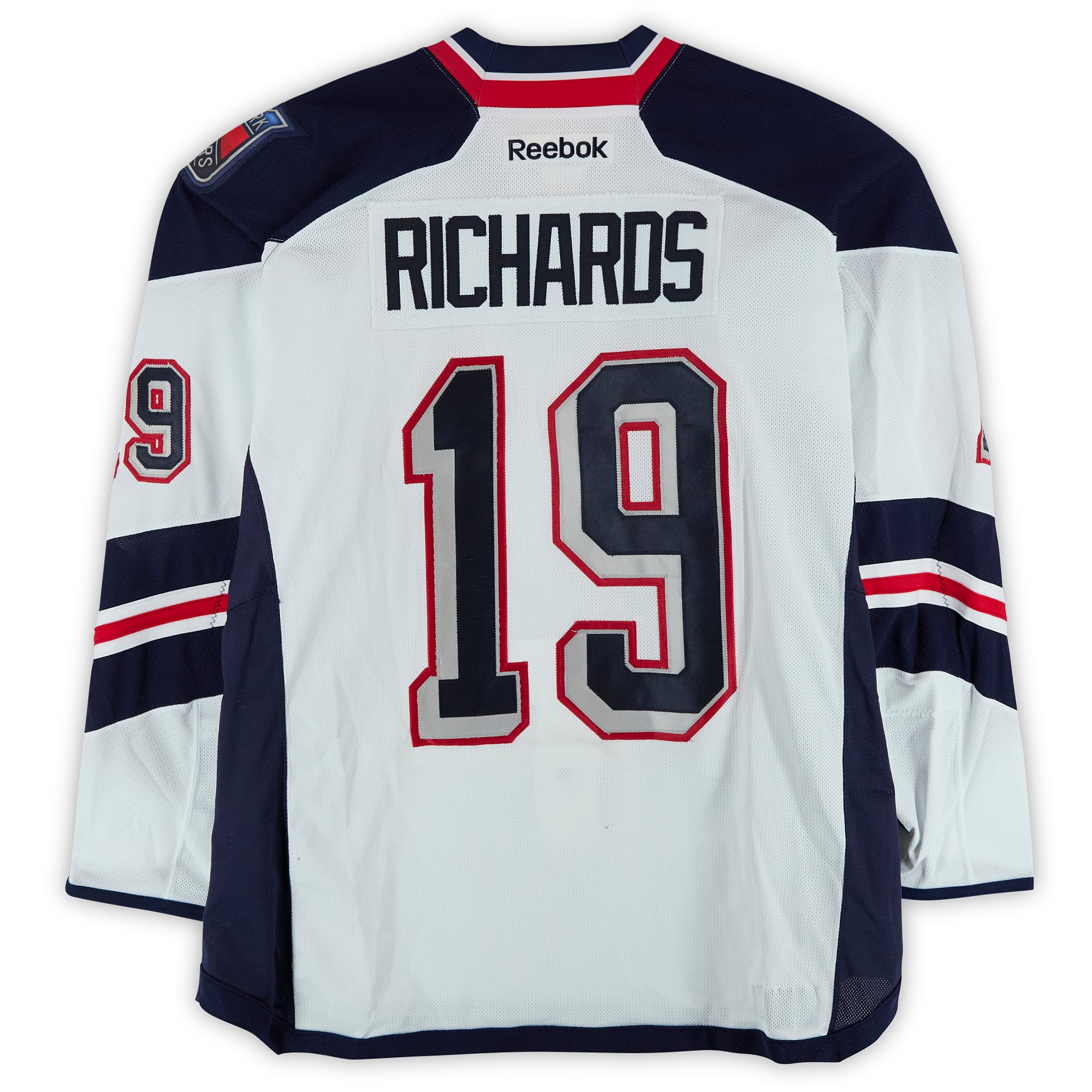 Brad Richards New York Rangers Practice-Used #19 White Jersey vs. New York Islanders on January 29, 2014 - Worn During Warm-Ups
