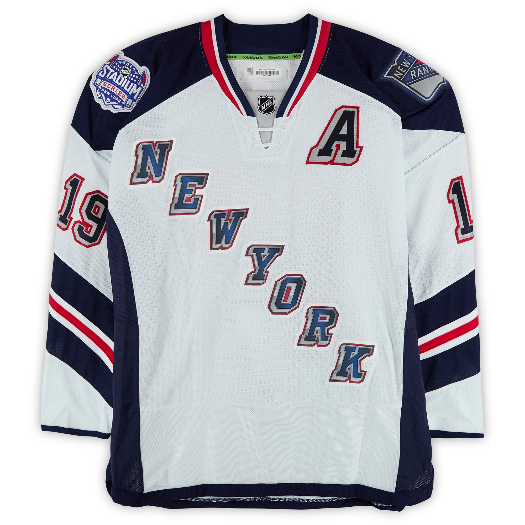 Brad Richards New York Rangers Practice-Used #19 White Jersey vs. New York Islanders on January 29, 2014 - Worn During Warm-Ups