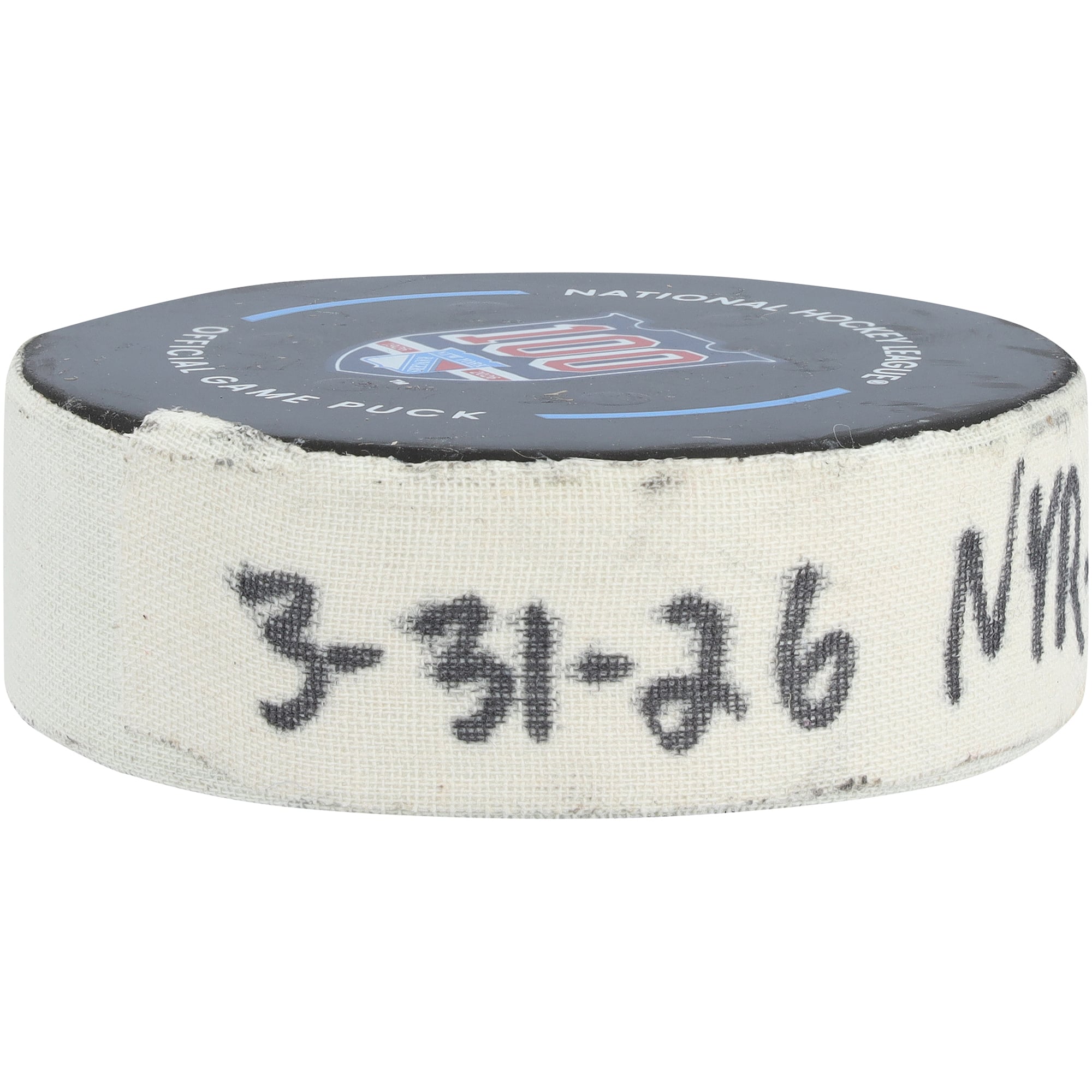 Conor Sheary New York Rangers Game-Used Goal Puck from March 31, 2026 vs. New Jersey Devils