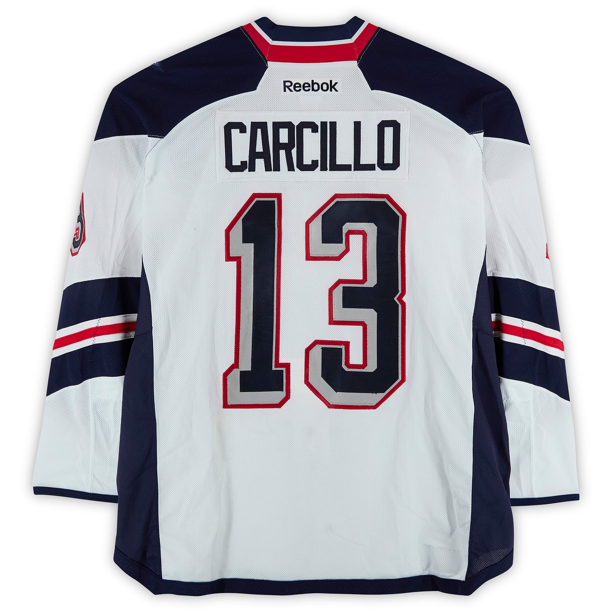 Daniel Carcillo New York Rangers Practice-Used #13 White Jersey vs. New York Islanders on January 29, 2014 - Worn During Warm-Ups