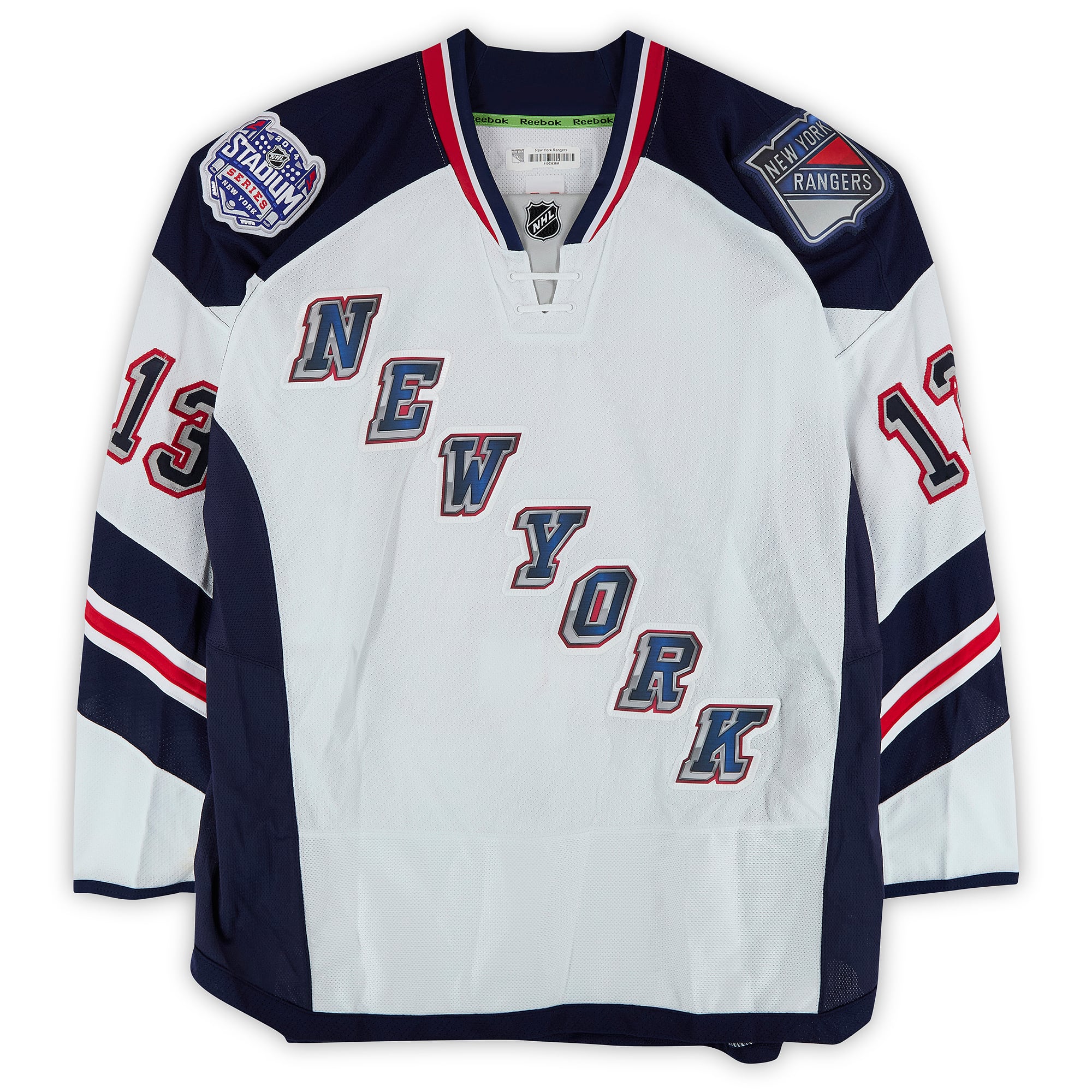 Daniel Carcillo New York Rangers Practice-Used #13 White Jersey vs. New York Islanders on January 29, 2014 - Worn During Warm-Ups