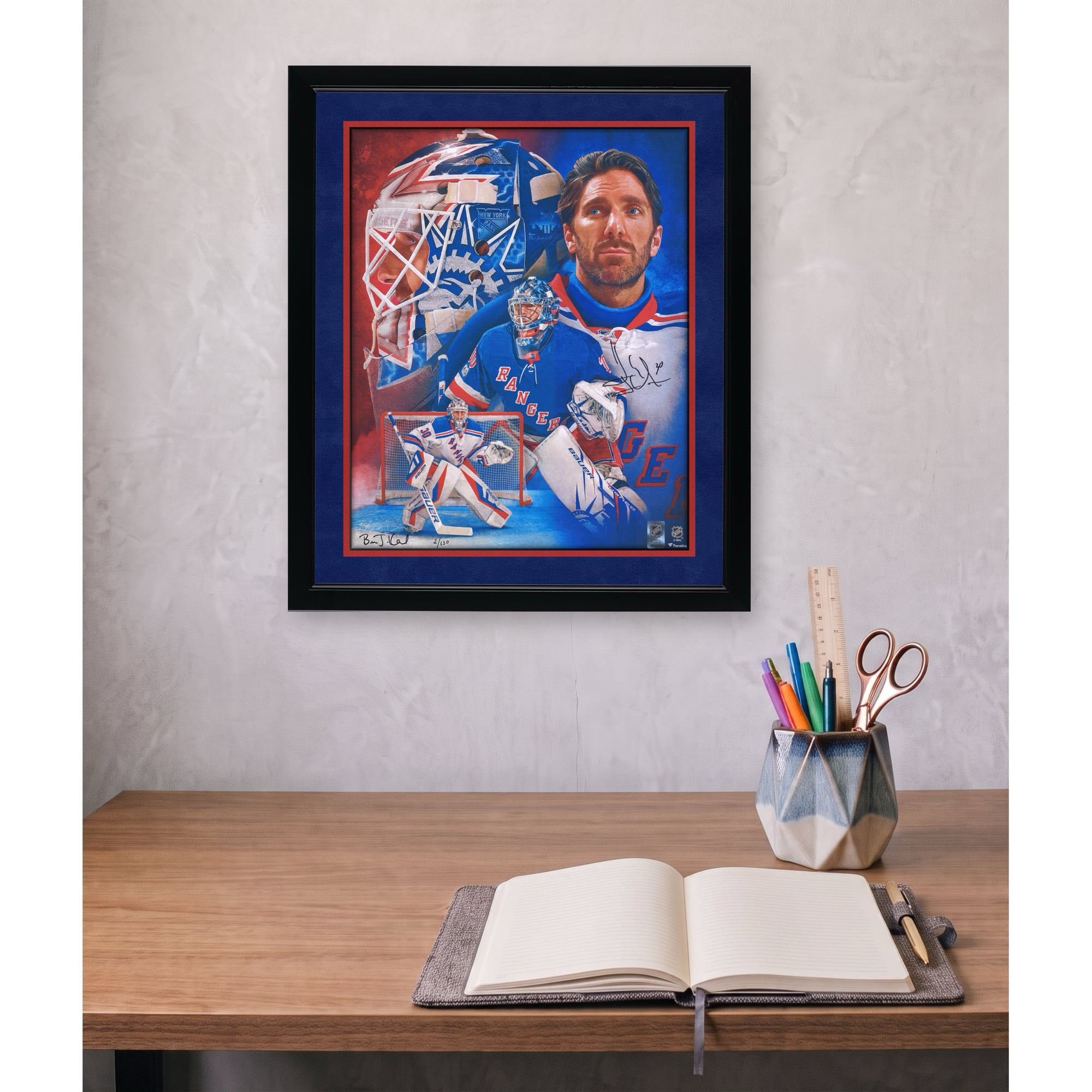 Henrik Lundqvist New York Rangers Autographed 16" x 20" Photo Print - Created and Signed by Artist Brian Konnick - Limited Edition of 130