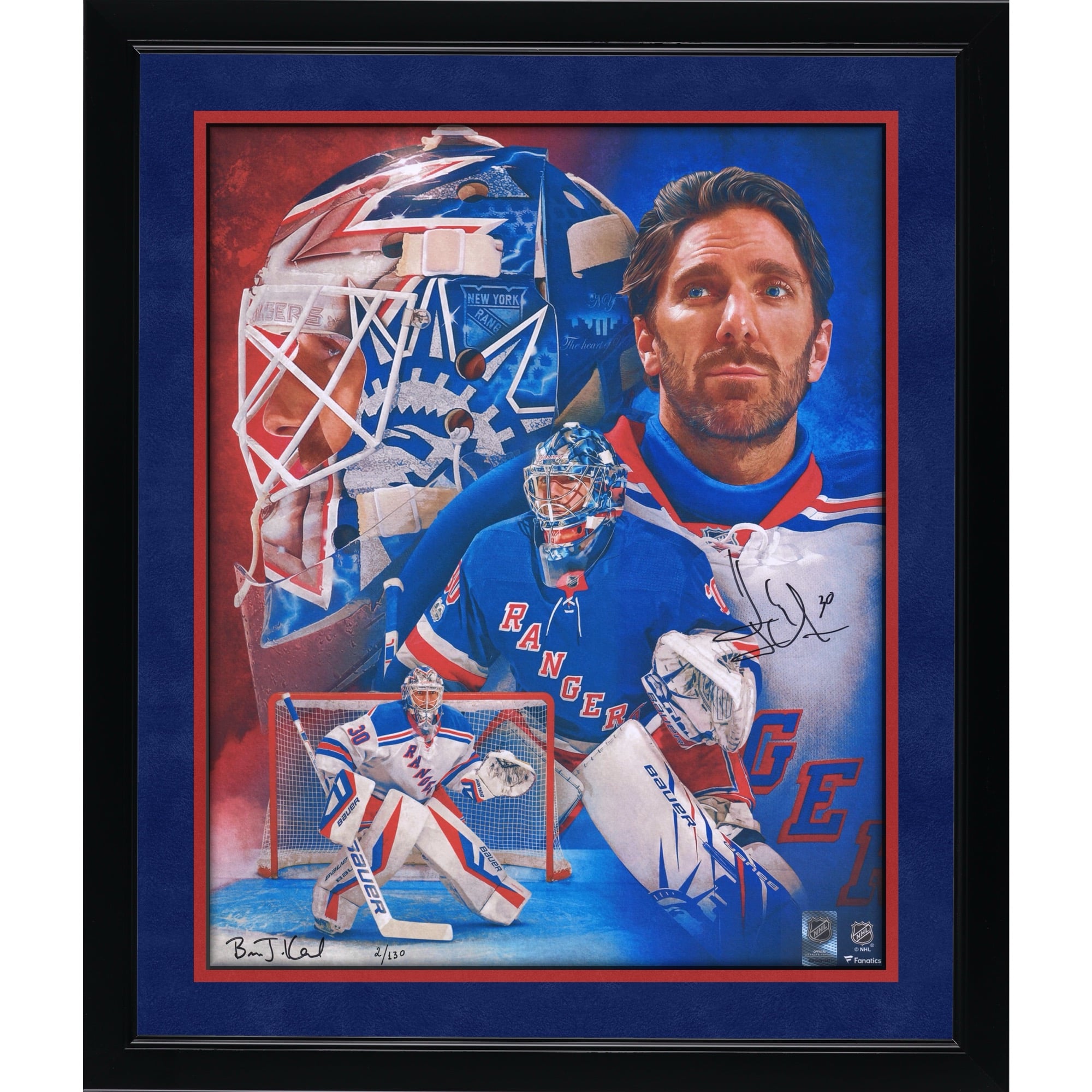 Henrik Lundqvist New York Rangers Autographed 16" x 20" Photo Print - Created and Signed by Artist Brian Konnick - Limited Edition of 130