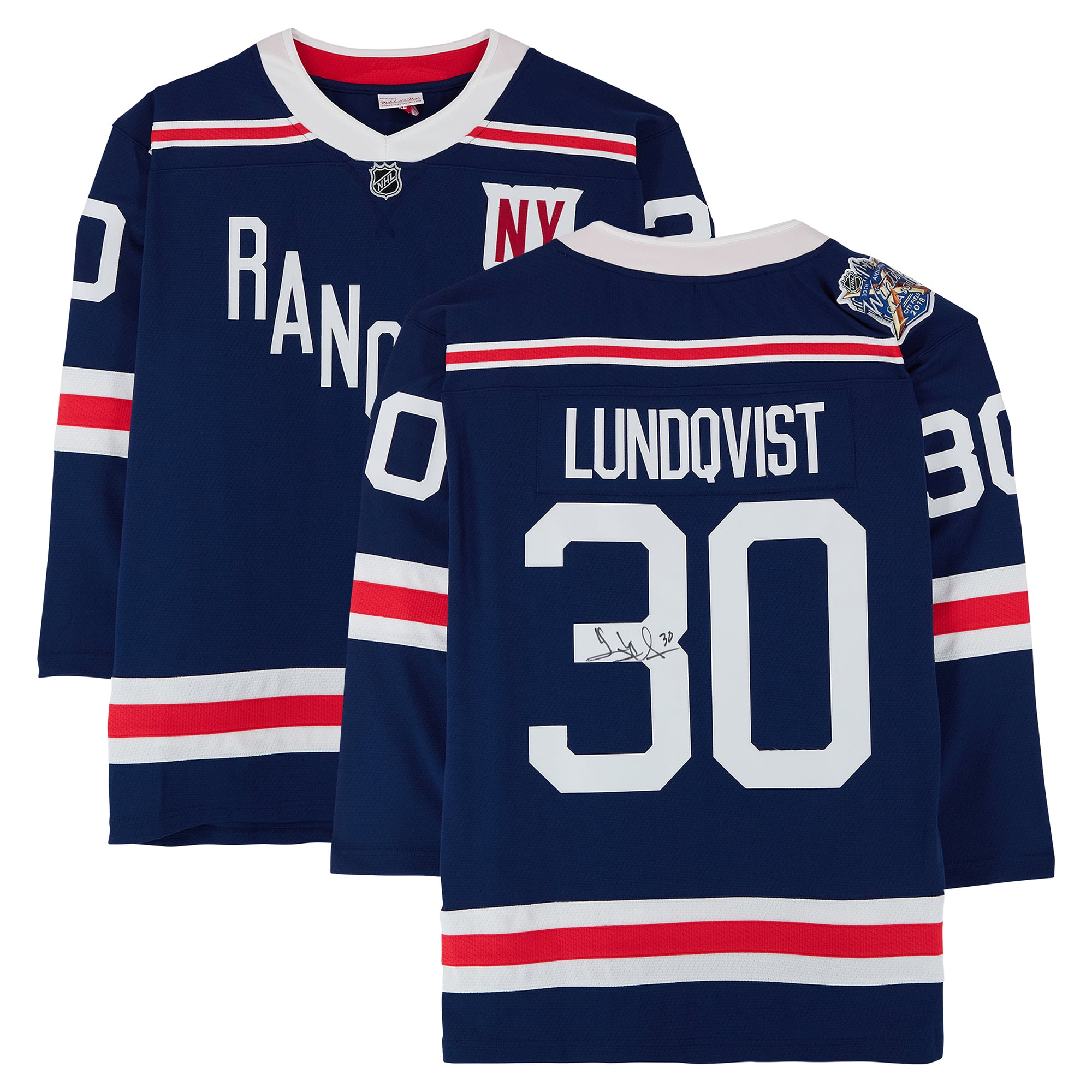 Henrik Lundqvist New York Rangers Autographed Mitchell & Ness 2018 Winter Classic Replica Jersey