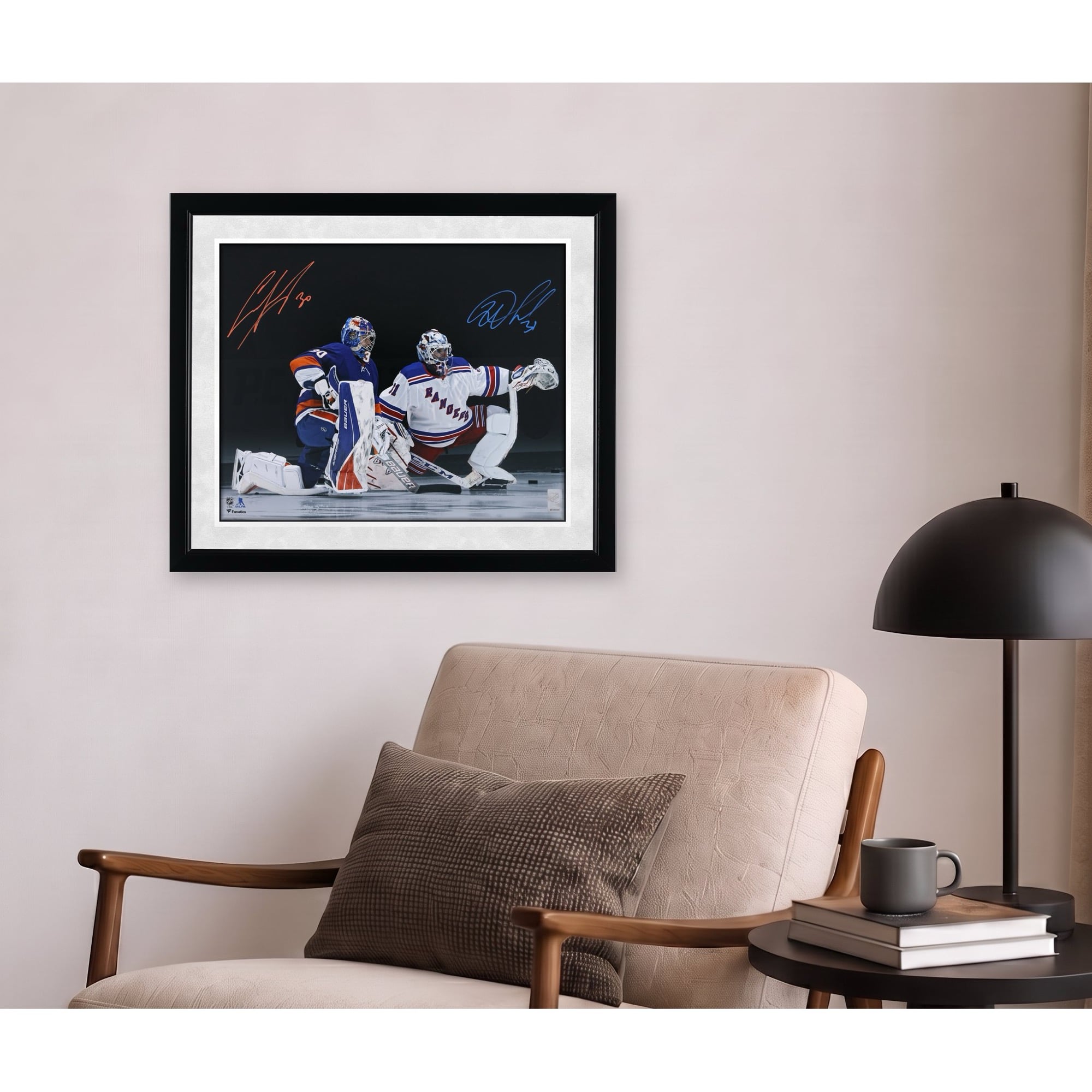 Igor Shesterkin New York Rangers & Ilya Sorokin New York Islanders Autographed 16" x 20" On One Knee Photograph