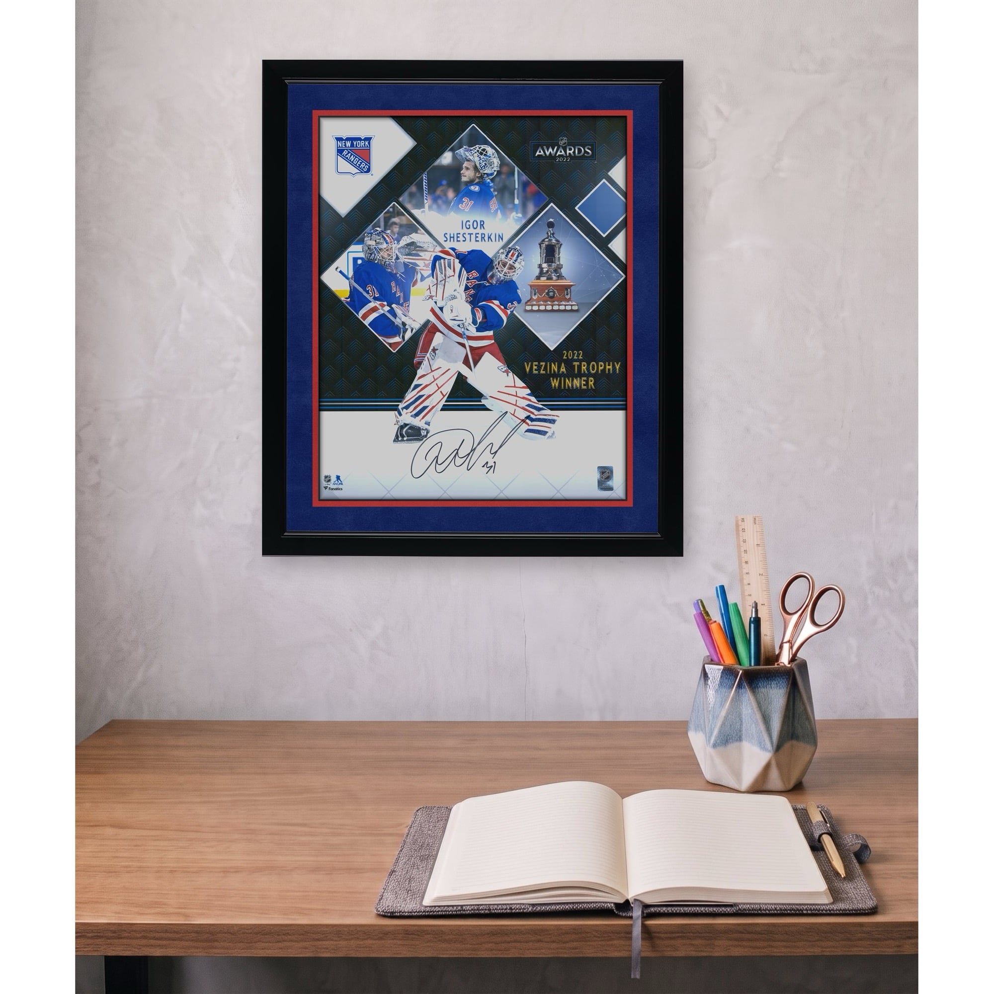 Igor Shesterkin New York Rangers Autographed 16'' x 20'' 2022 Vezina Trophy Winner Stylized Photograph