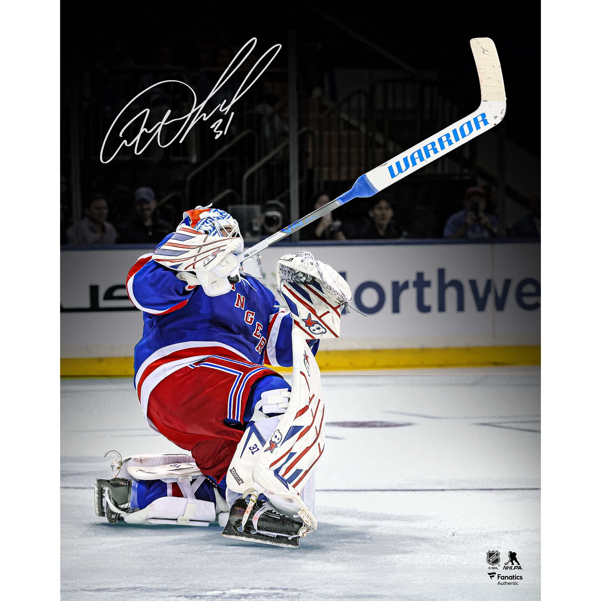 Photo dédicacée d'Igor Shesterkin, gardien de but des Rangers de New York (40 x 50 cm).