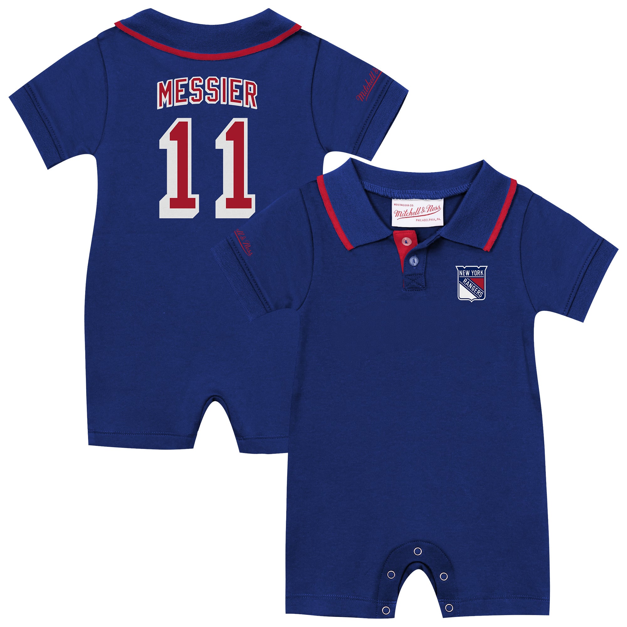 barboteuse de rugby rétro Mark Messier bleu New York Rangers pour bébé, Mitchell & Ness