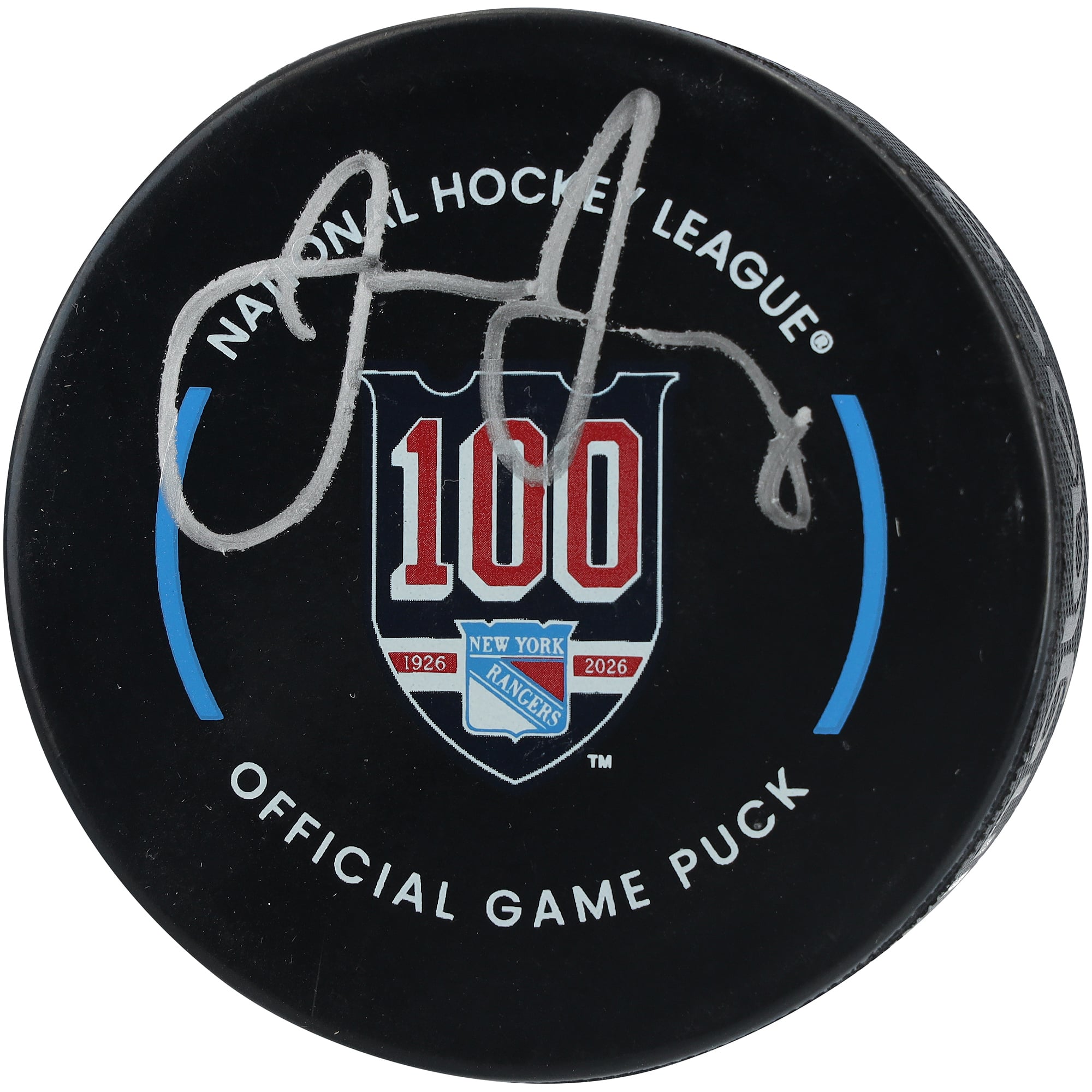 Jaromir Jagr New York Rangers Autographed 100th Anniversary Official Game Puck