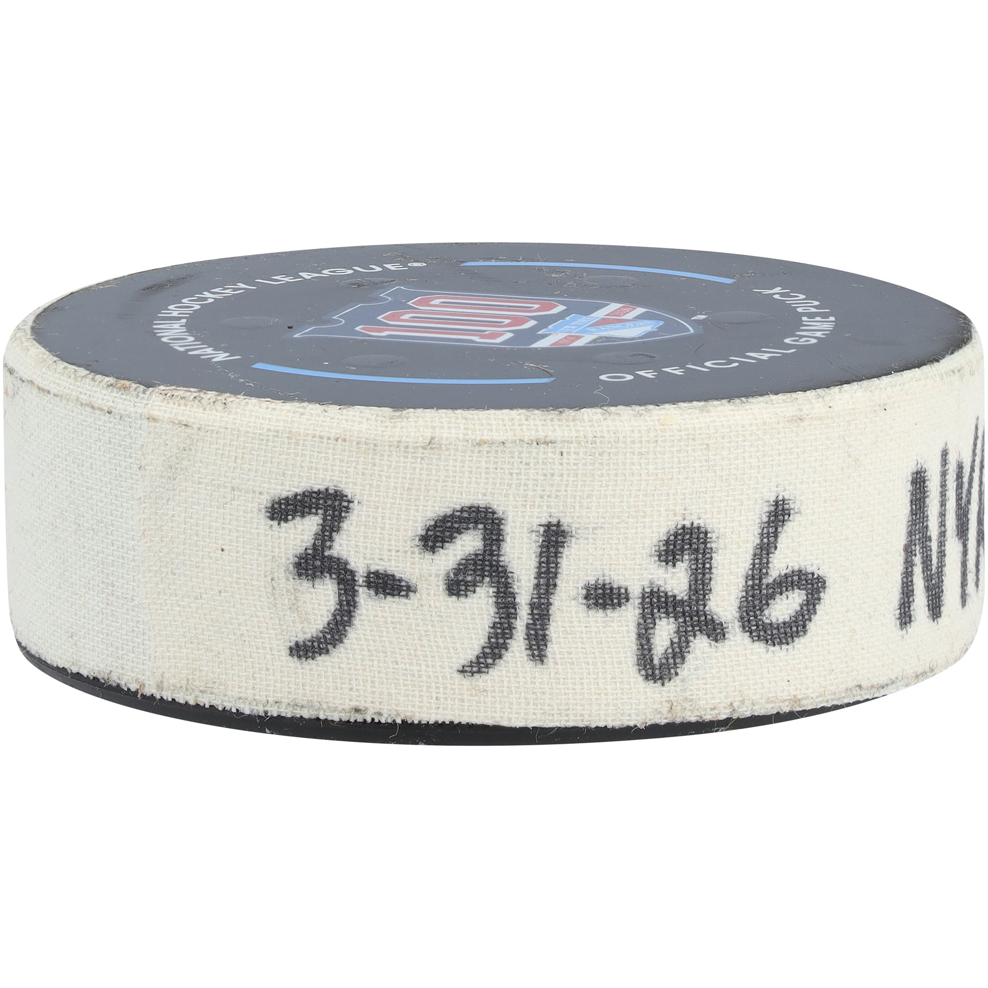 Jaroslav Chmelař New York Rangers Game-Used Goal Puck from March 31, 2026 vs. New Jersey Devils