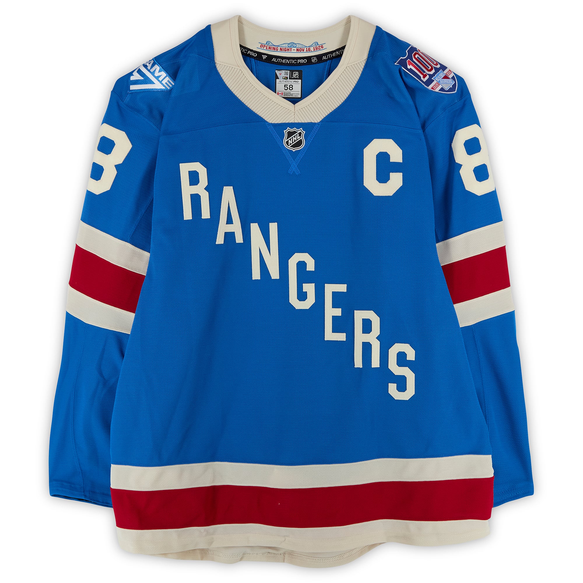 Maillot alternatif bleu n° 10 des Rangers de New York porté par J.T. Miller lors du match contre les Sabres de Buffalo le 8 avril 2026