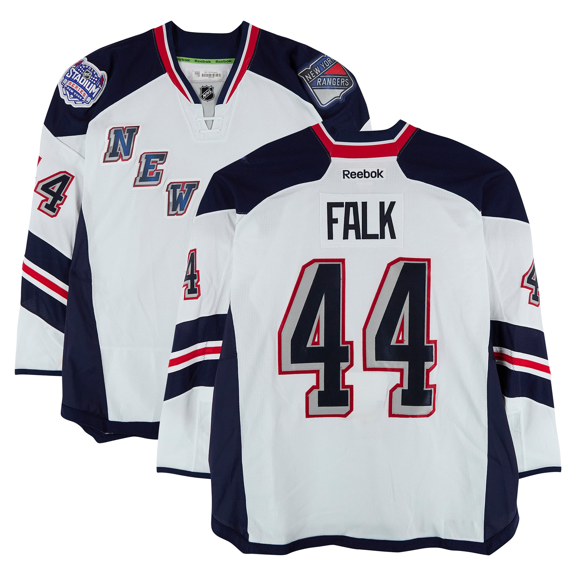 Justin Falk New York Rangers Player-Issued #44 White Jersey vs. New York Islanders on January 29, 2014