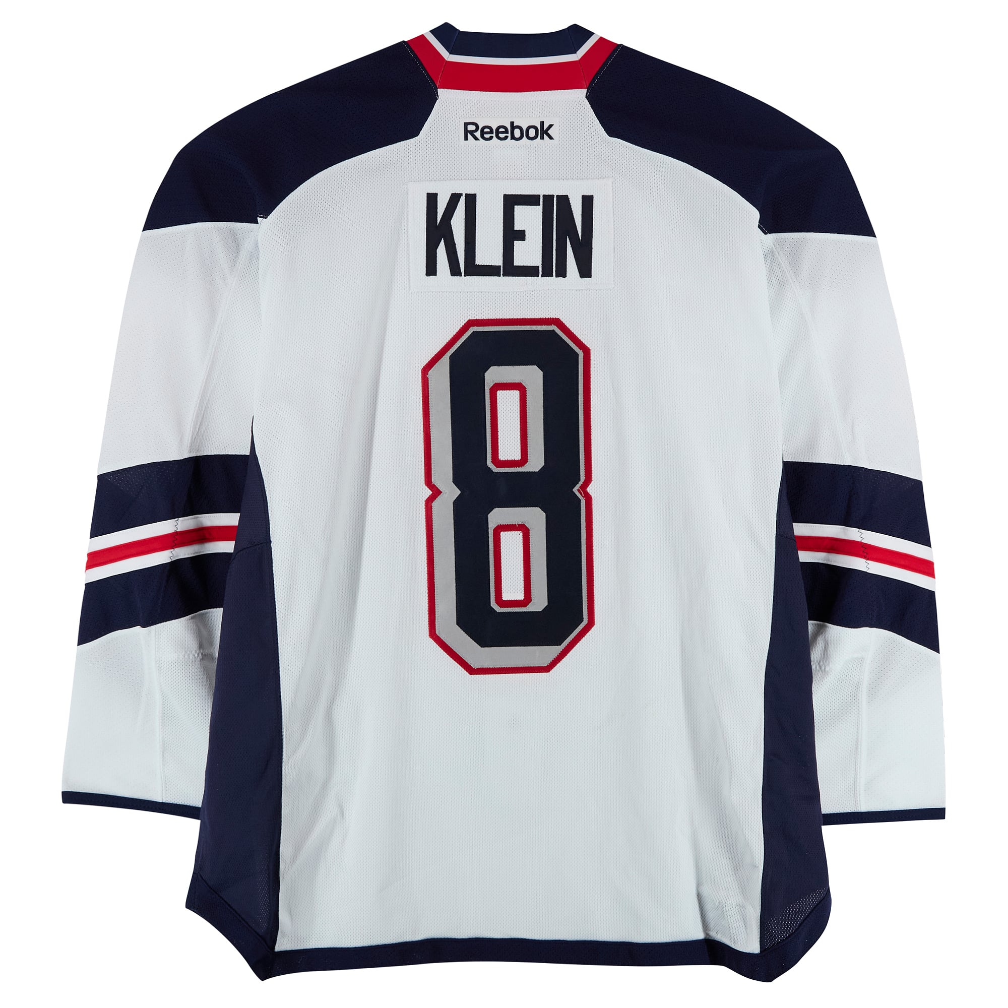 Kevin Klein New York Rangers Practice-Used #8 White Jersey vs. New York Islanders on January 29, 2014 - Worn During Warm-Ups