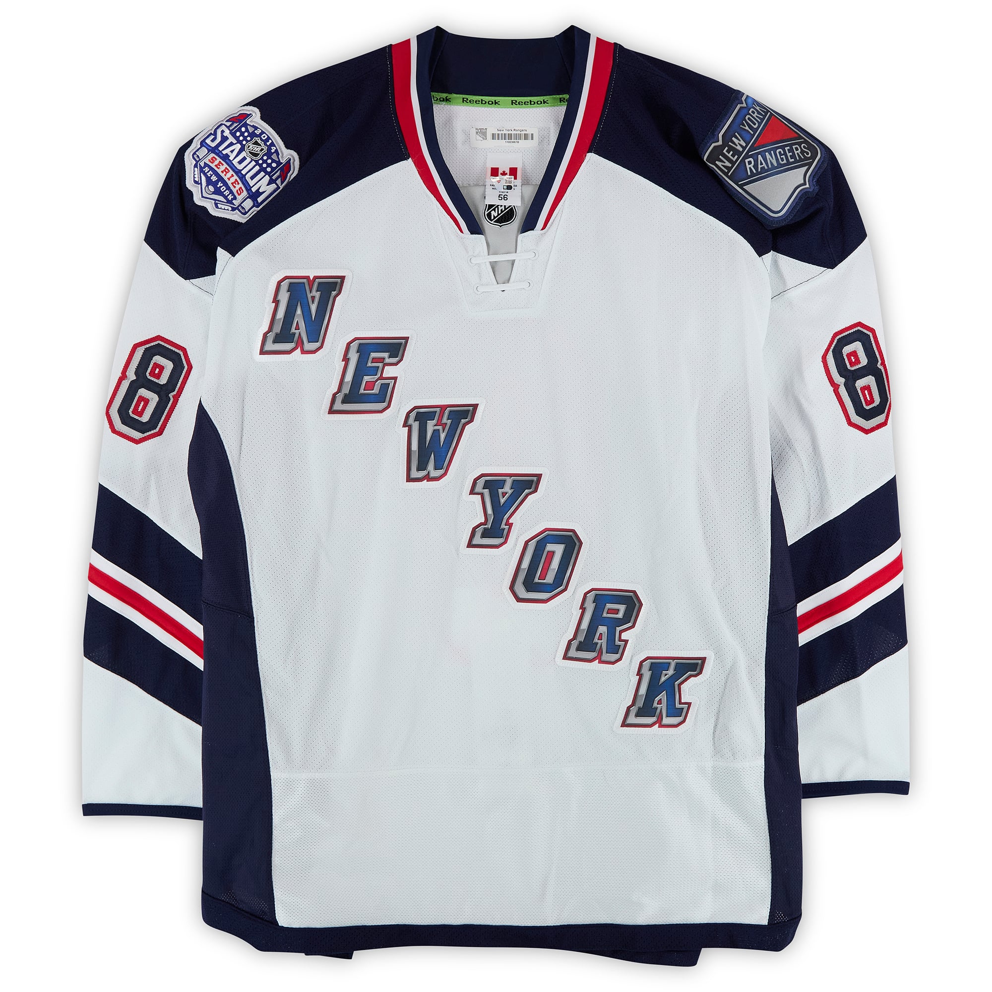 Kevin Klein New York Rangers Practice-Used #8 White Jersey vs. New York Islanders on January 29, 2014 - Worn During Warm-Ups