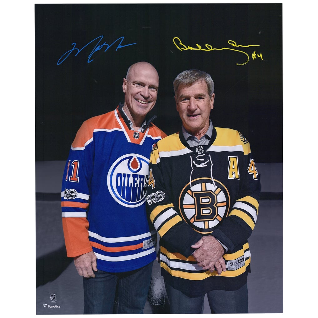 Photo autographiée 16'' x 20'' de Mark Messier et Bobby Orr (Edmonton Oilers et New York Rangers) par Fanatics Authentic