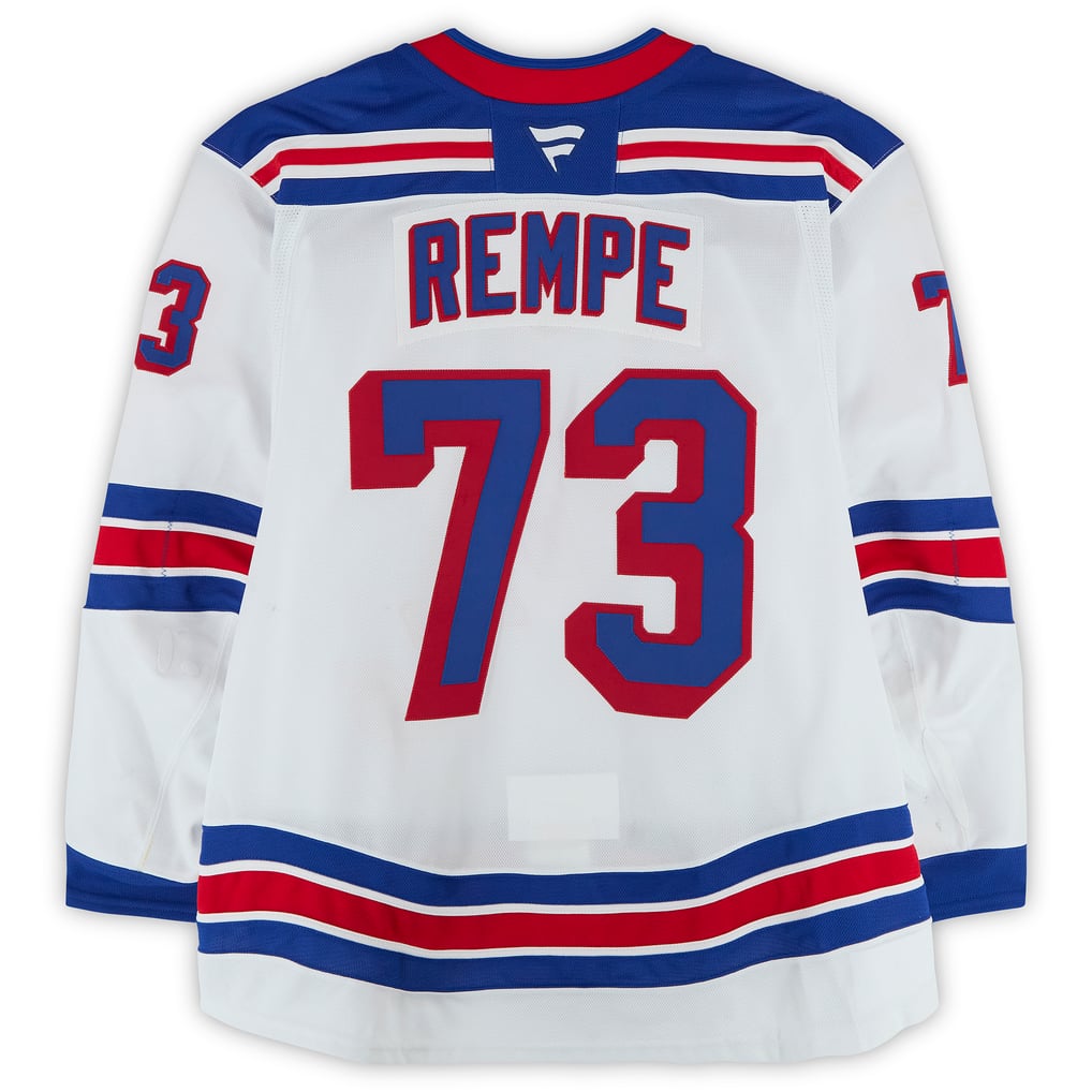 Matt Rempe New York Rangers Fanatics Authentic Game-Used #73 White Set 1 Jersey from the 2025-26 NHL Season 