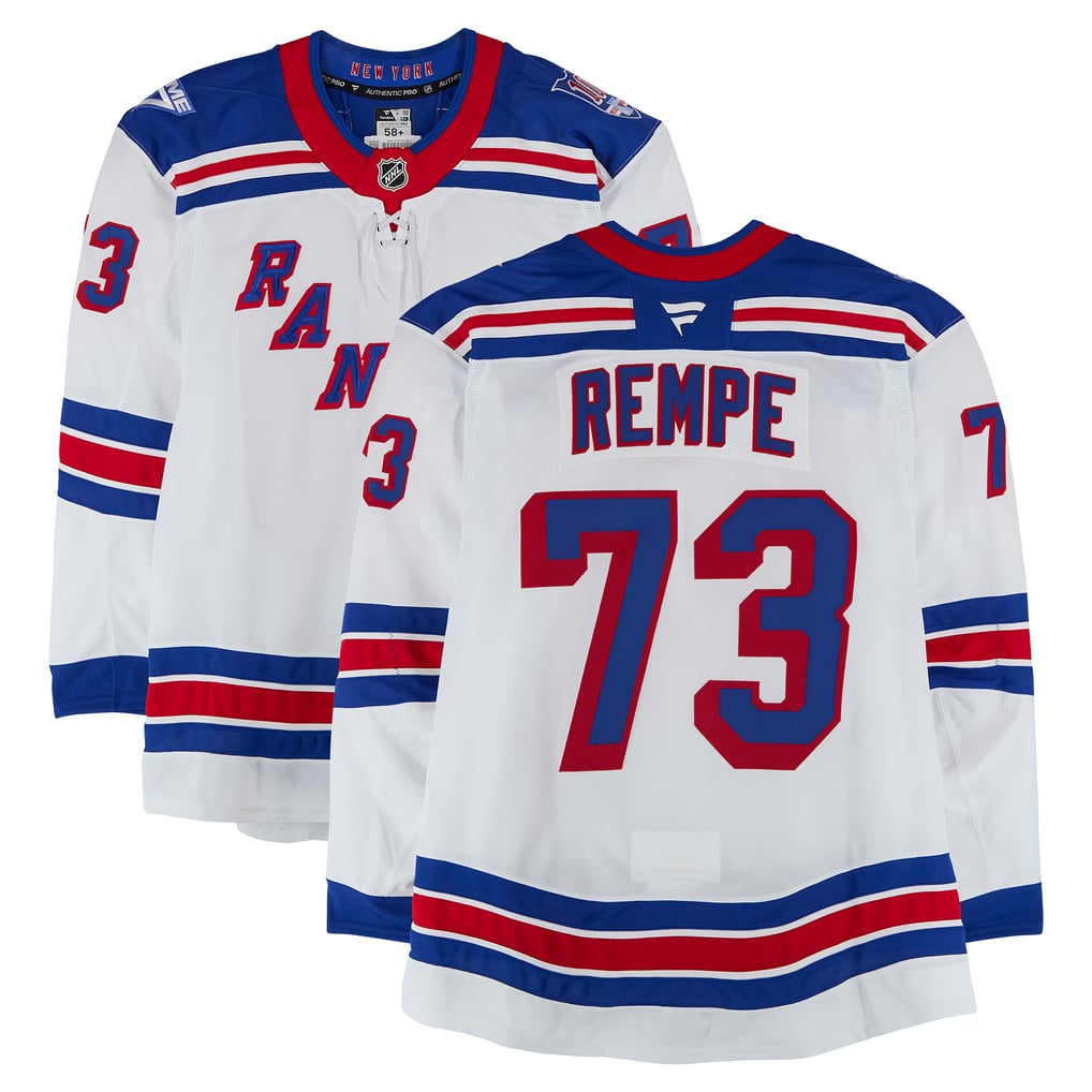 Matt Rempe New York Rangers Fanatics Authentic Game-Used #73 White Set 3 Jersey from the 2025-26 NHL Season  