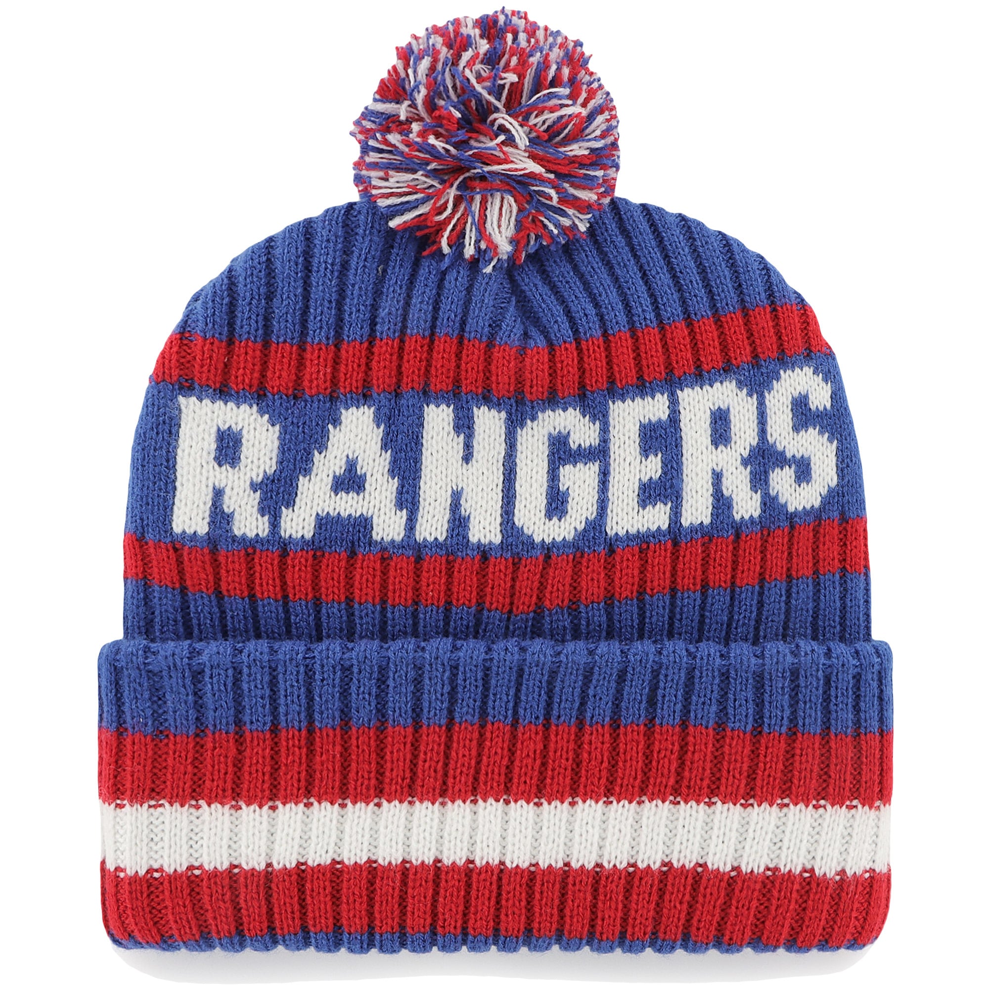 Bonnet à revers Bering bleu des Rangers de New York, modèle 47, avec pompon