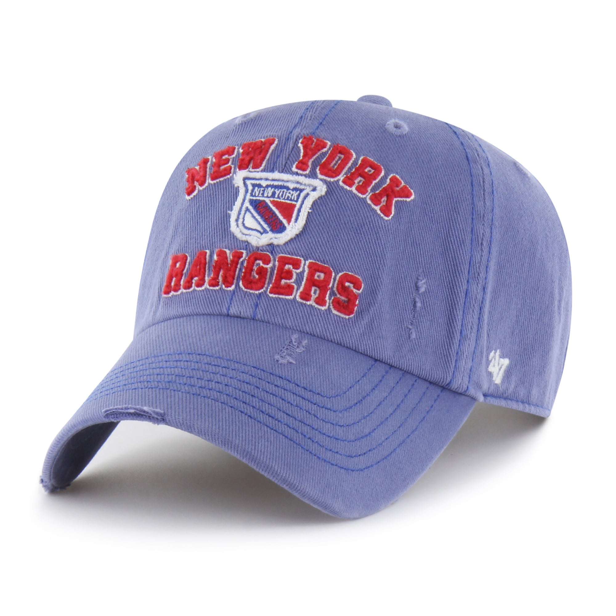 Men's '47 Blue New York Rangers Seymoore Distressed Applique Clean Up Adjustable Hat