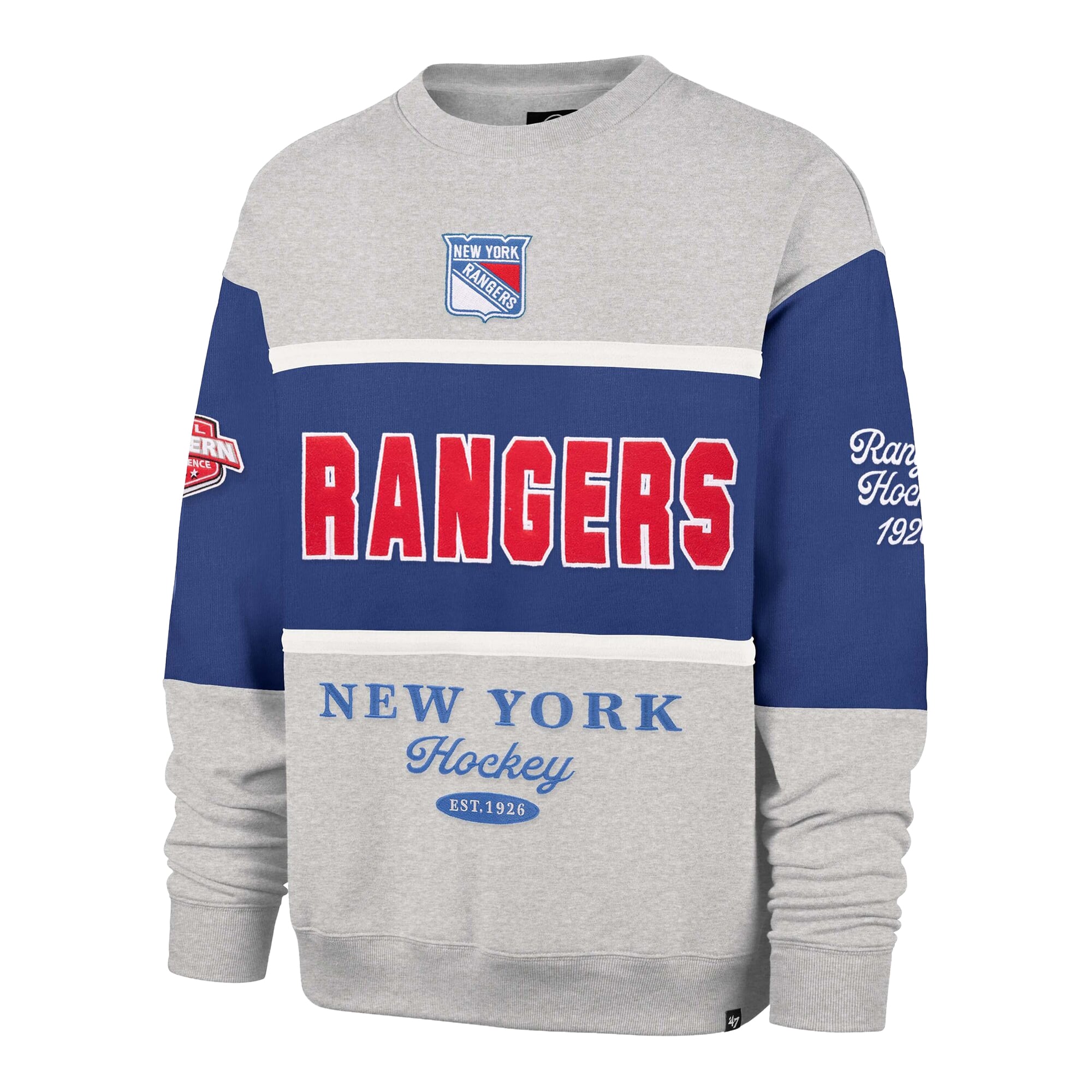 Men's '47  Gray New York Rangers Fall Maximilist Crew Sweatshirt