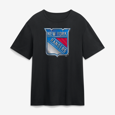 New York Rangers  Metallic Mascot T-Shirt - Black