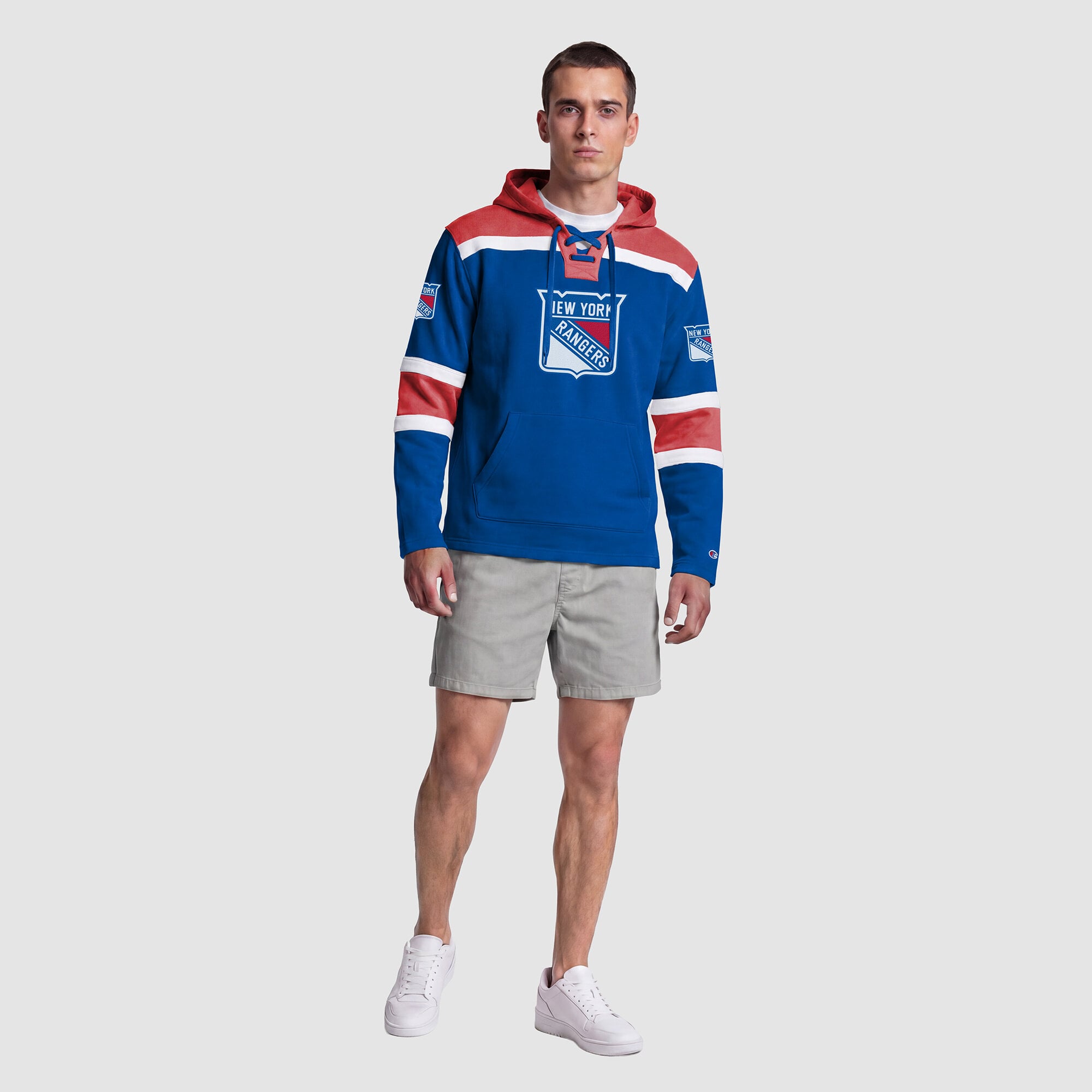 Sweat à capuche polaire de hockey pour homme Champion bleu New York Rangers