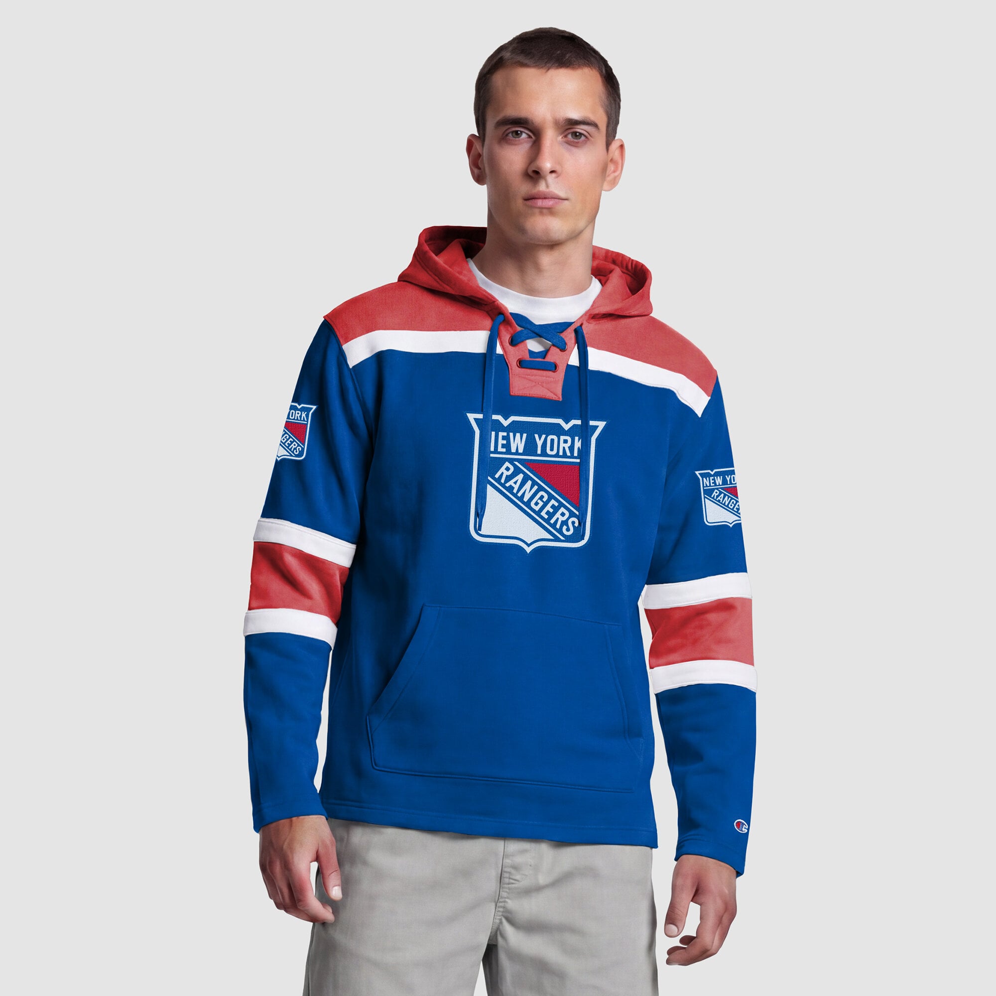 Sweat à capuche polaire de hockey pour homme Champion bleu New York Rangers