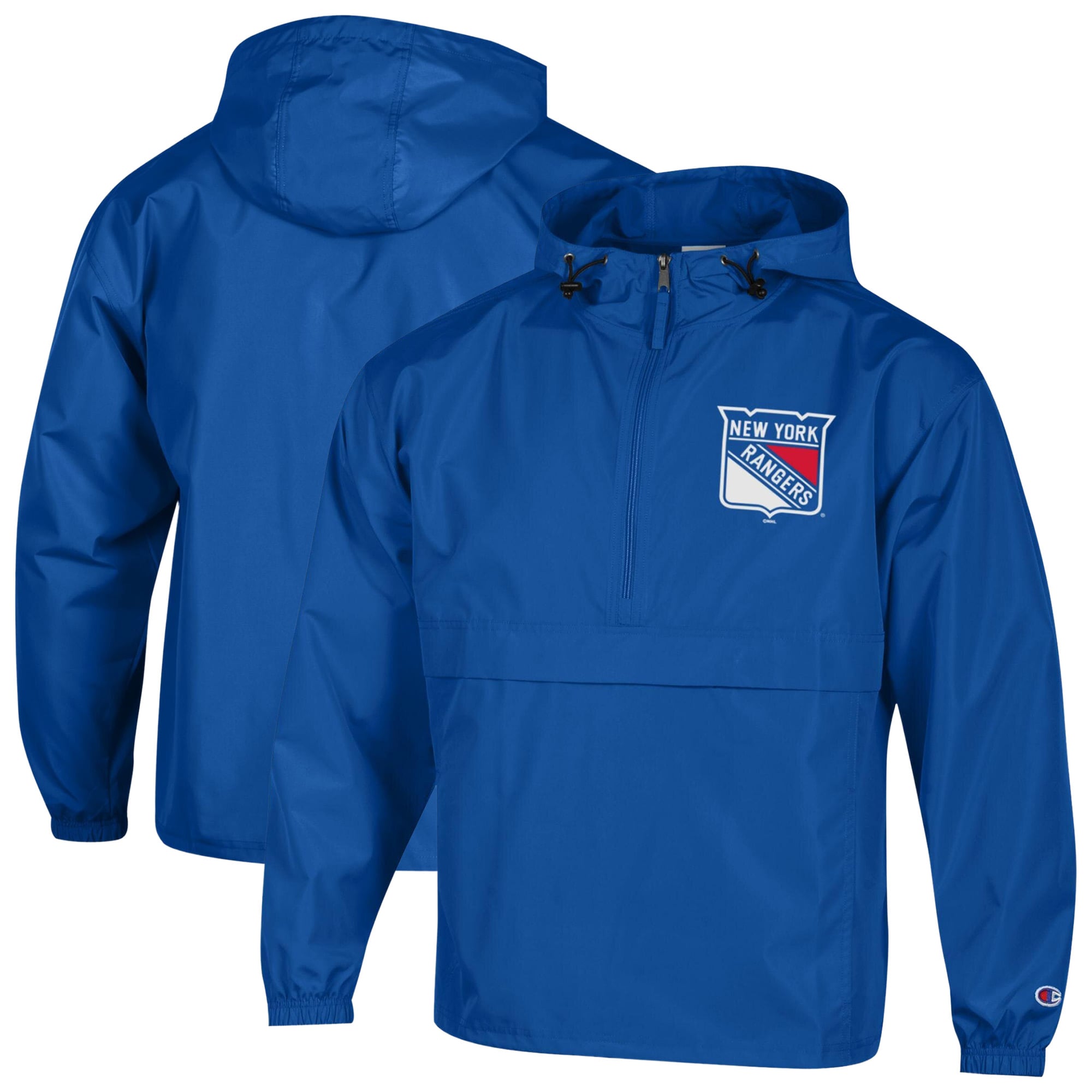 Veste coupe-vent pliable à demi-zip Champion bleue pour homme, New York Rangers