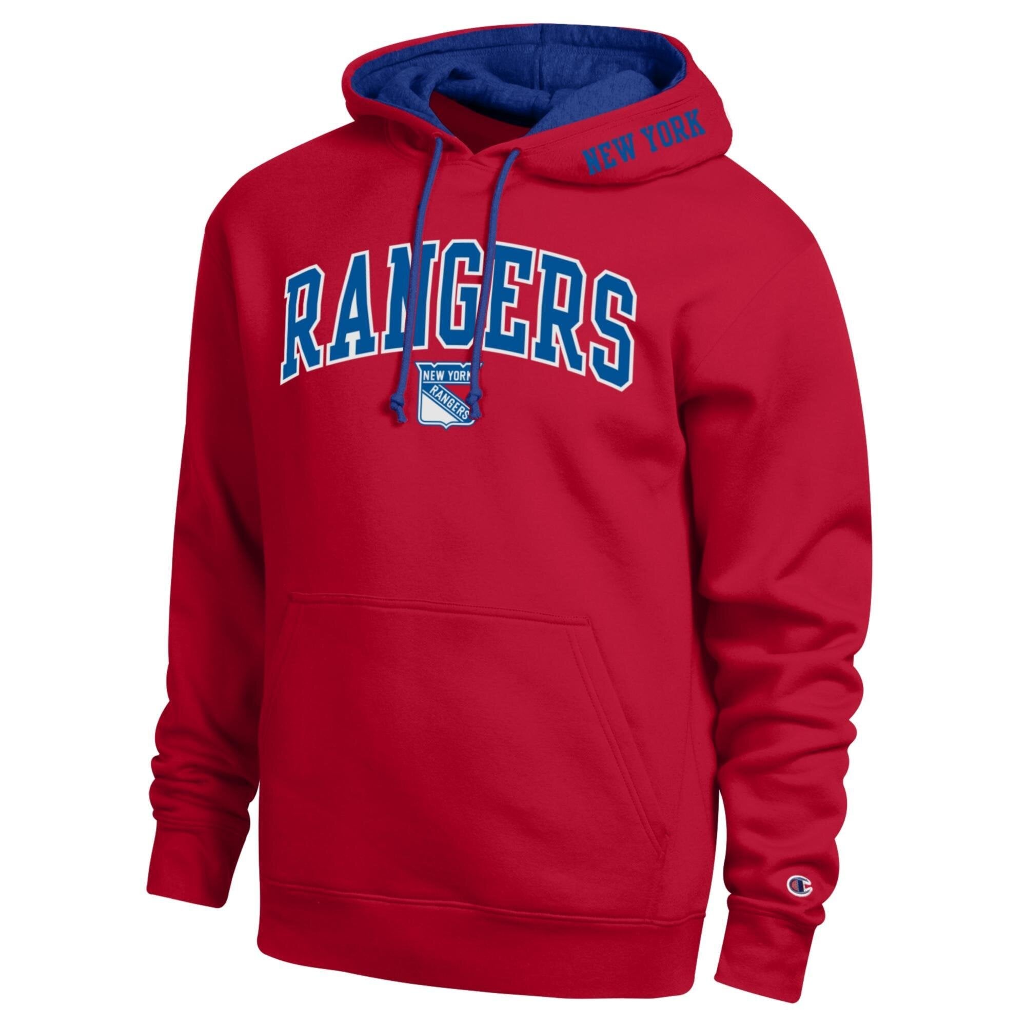 Men's Champion Royal New York Rangers Contrast Hoodie