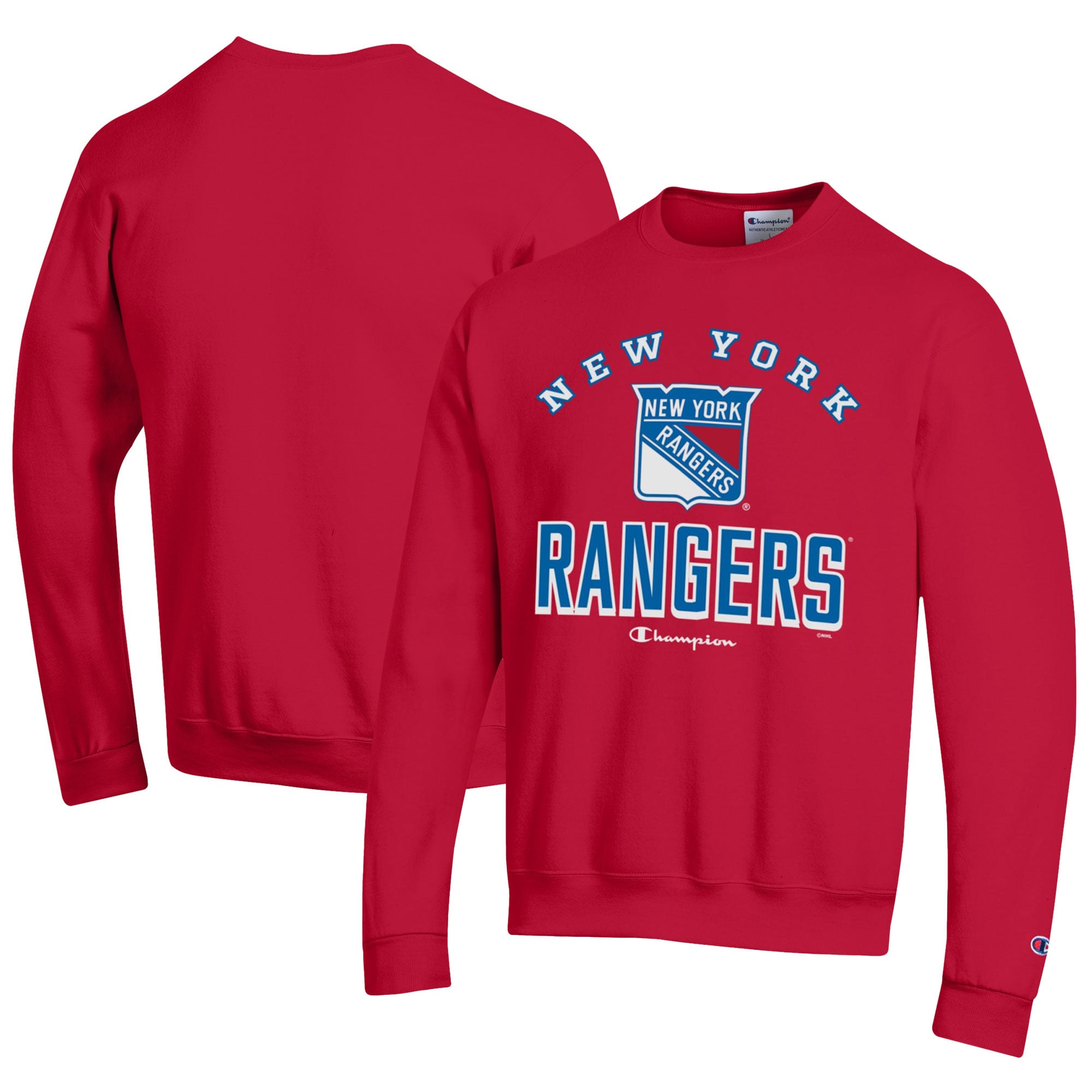 Sweat-shirt à col rond Champion rouge New York Rangers Eco Powerblend pour homme