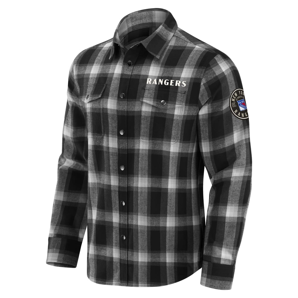 Chemise à carreaux en flanelle noire à boutons-pression de la collection Darius Rucker des Rangers de New York pour homme par Fanatics