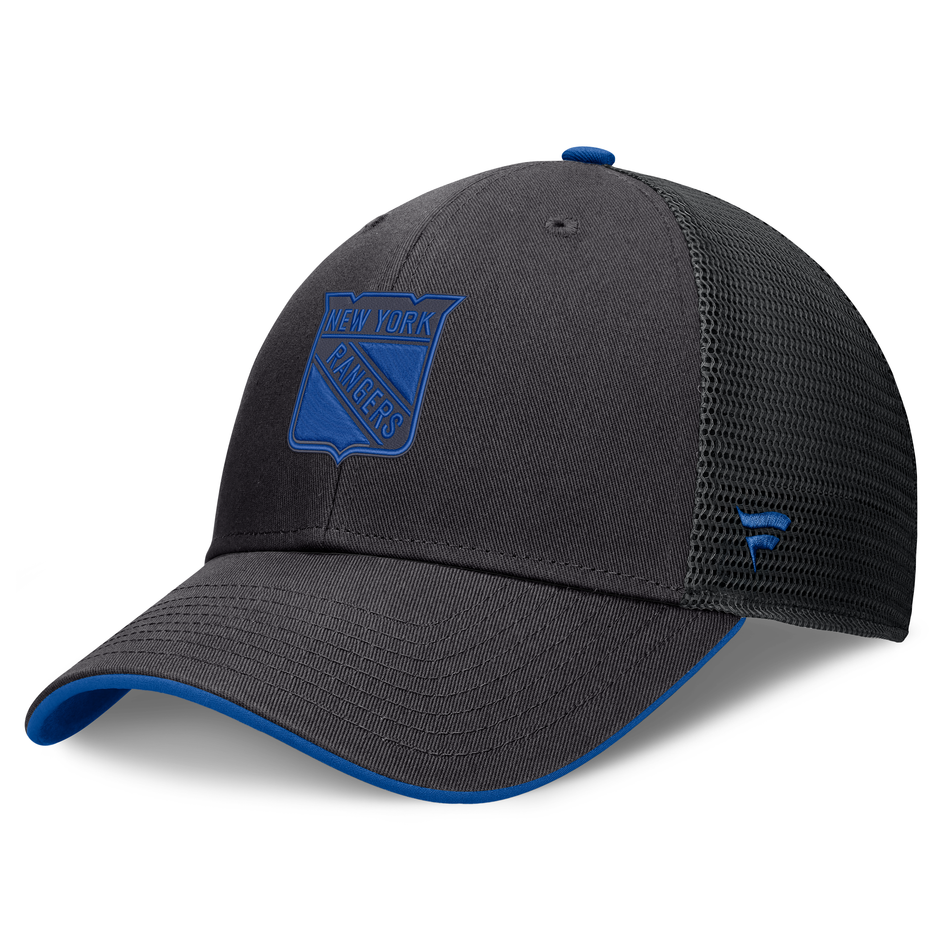 Men's Fanatics Black New York Rangers Fundamental Limits Trucker Adjustable Hat