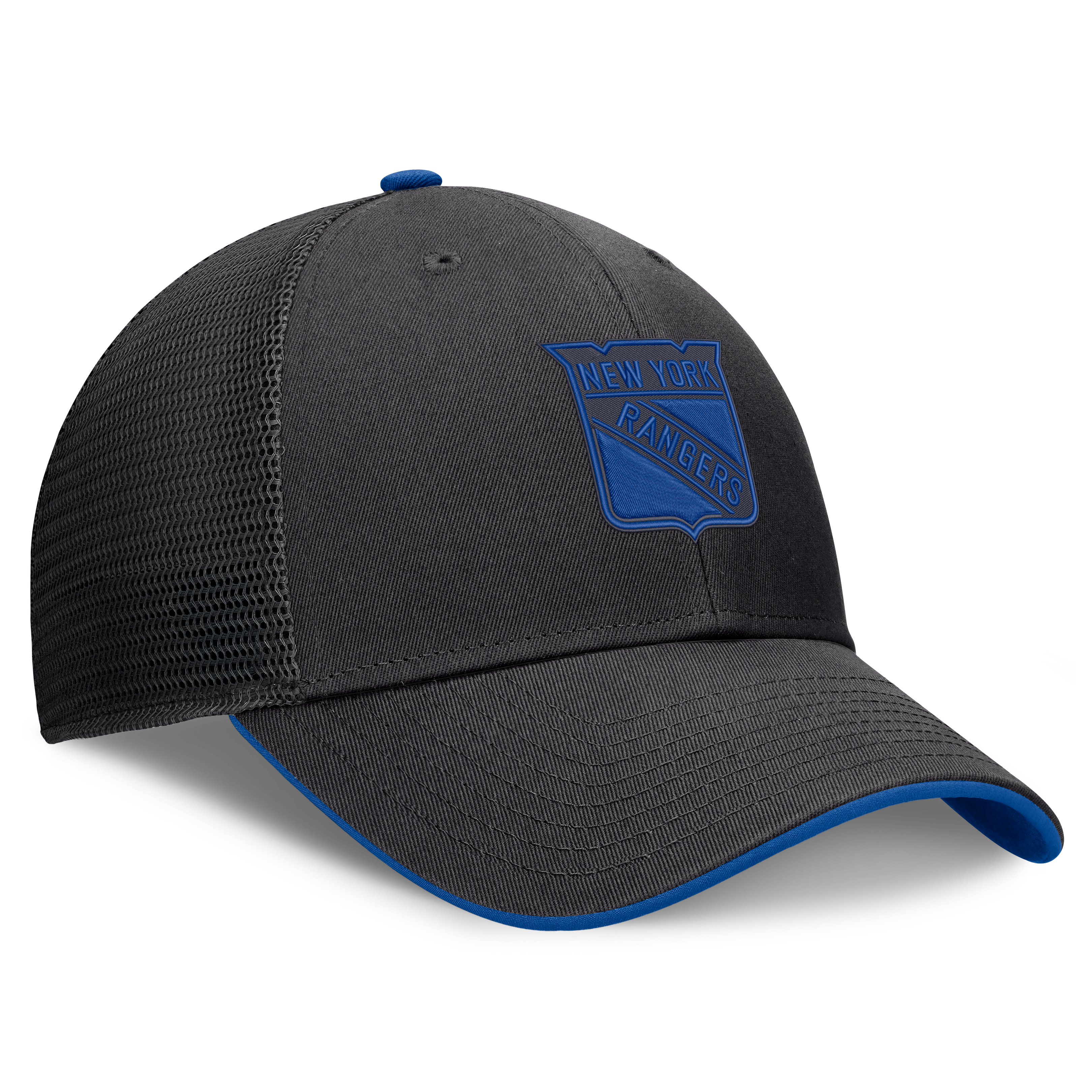 Men's Fanatics Black New York Rangers Fundamental Limits Trucker Adjustable Hat