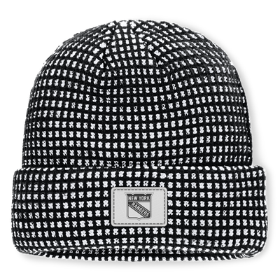 New York Rangers Fanatics Fundamental Scheme Ribbed Cuffed Knit Hat - Black