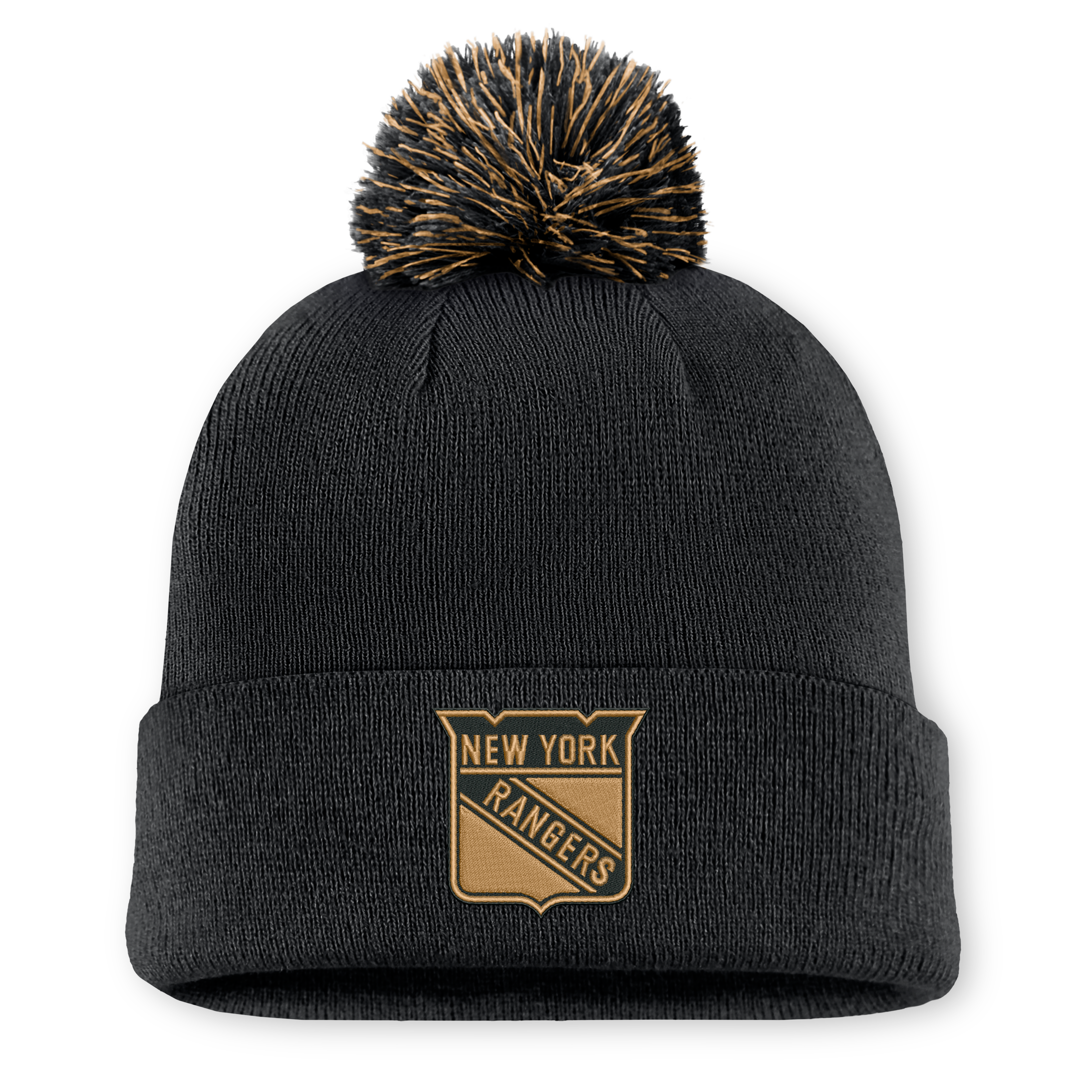 Bonnet authentique Fanatics noir pour homme, New York Rangers, hommage aux militaires, avec pompon.