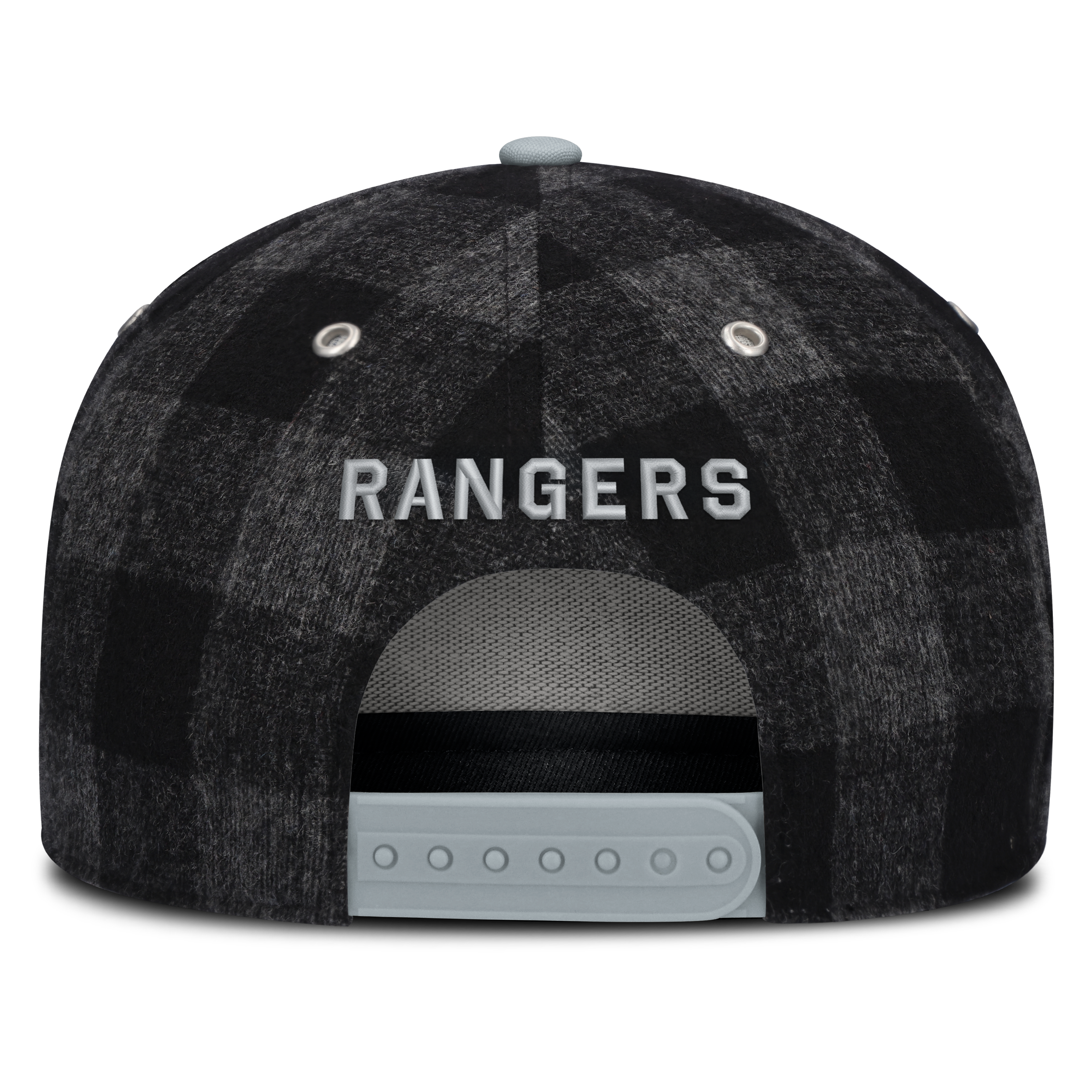 Men's Fanatics Black/Gray New York Rangers Huntsman Plaid A-Frame Adjustable Hat