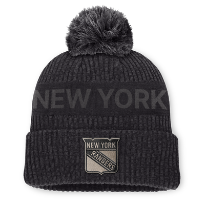 Bonnet à revers New York Rangers Fanatics Road Phantom avec pompon - Anthracite
