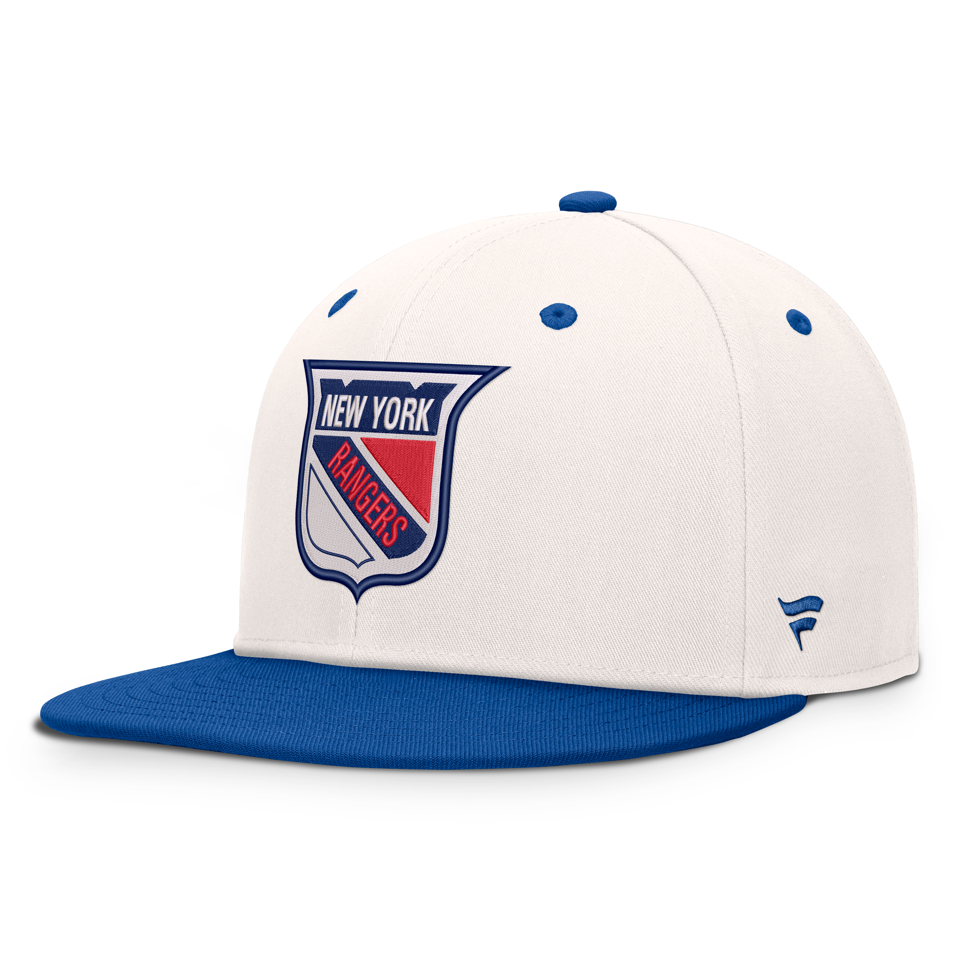 Men's Fanatics Cream/Royal New York Rangers Heritage Ballpark Snapback Hat